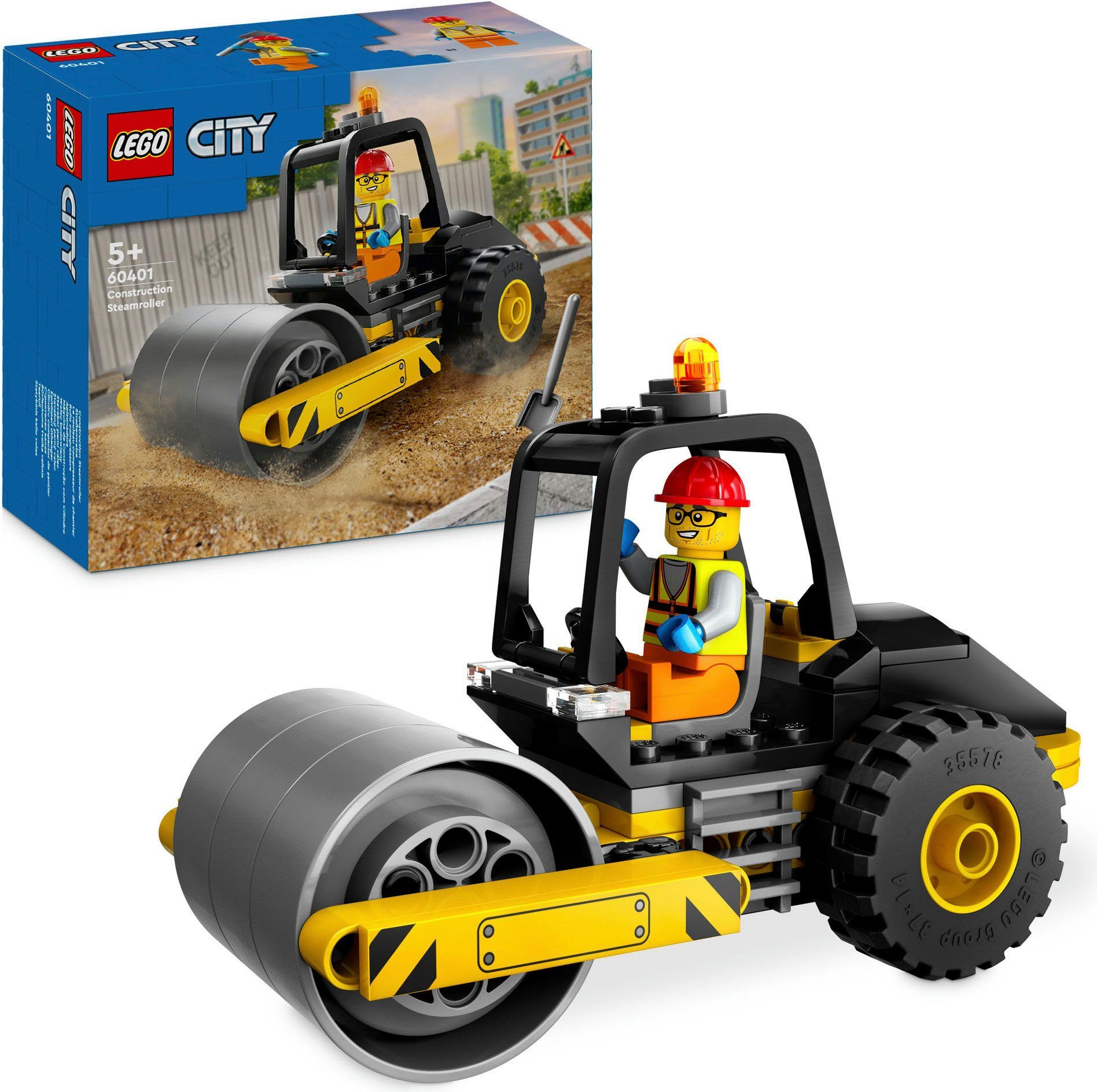 LEGO® Konstruktionsspielsteine Straßenwalze (60401), LEGO City, (78 St), Made in Europe