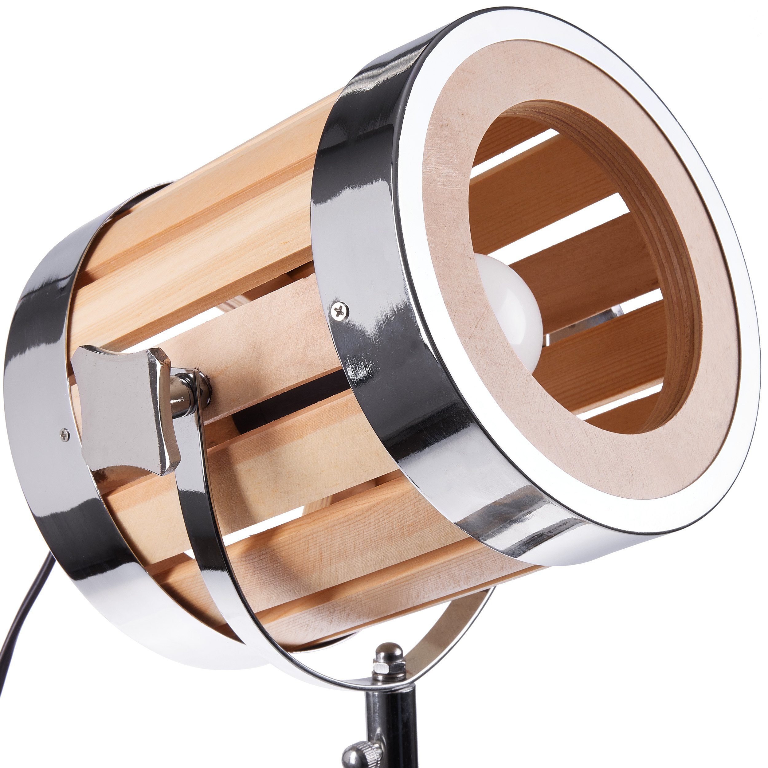 Stehlampe Design Scheinwerfer BRUBAKER Industrial Optik Ohne Leuchtmittel, Lampe, natürliche Holz