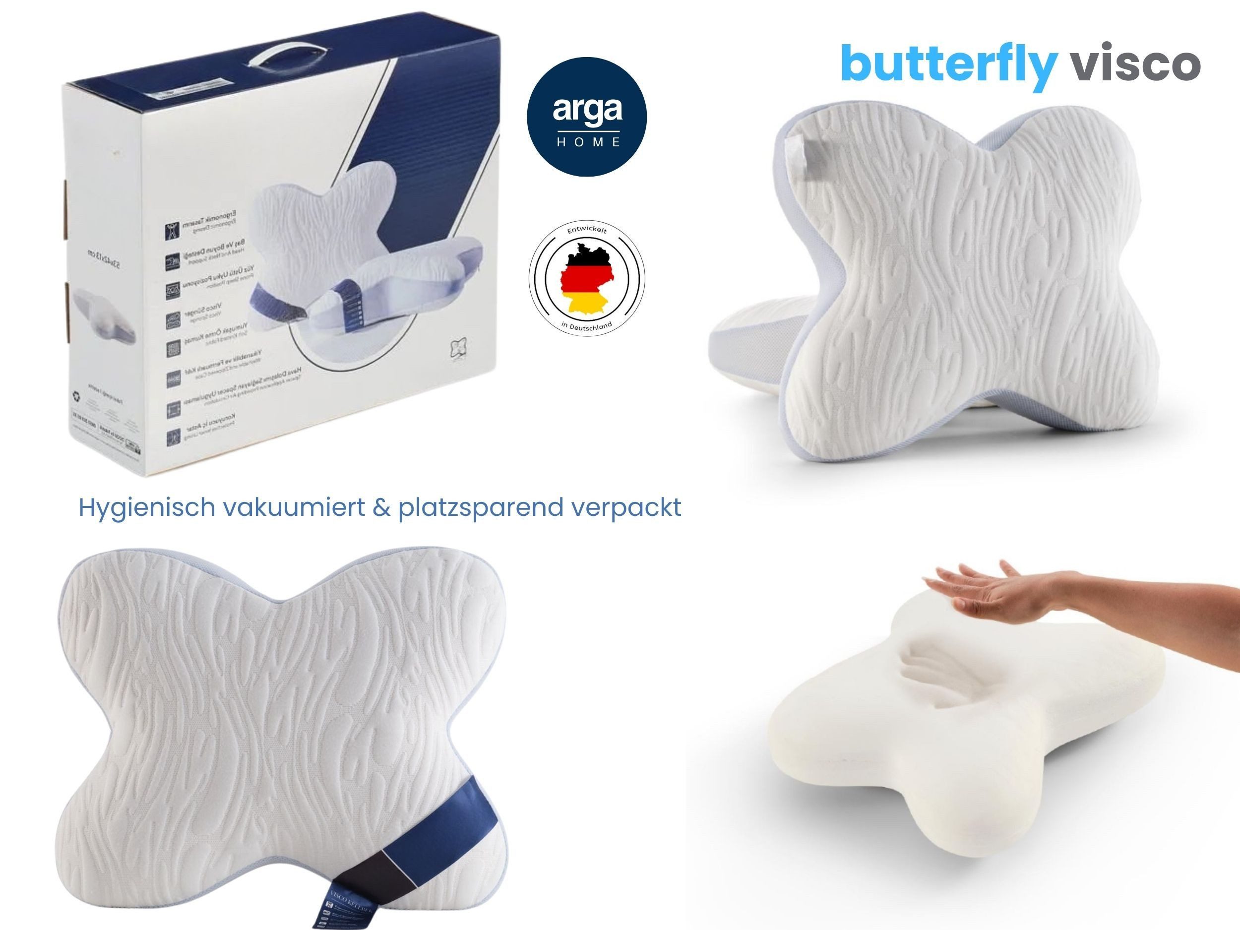 Nackenstützkissen Butterfly Visco – Ergonomisches Seitenschläfer - Kopfkissen