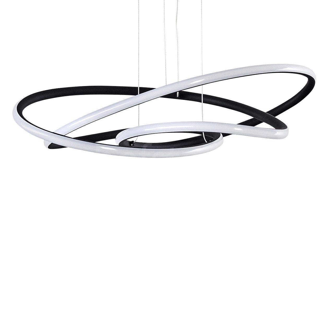 hofstein Pendelleuchte »Bratto« moderne Hängelampe aus Metall/Kunststoff in Schwarz/Weiß, 3000 Kelvin, höhenverstellbare Hängeleuchte, Höhe max. 120cm, 30 Watt, 1370 Lumen