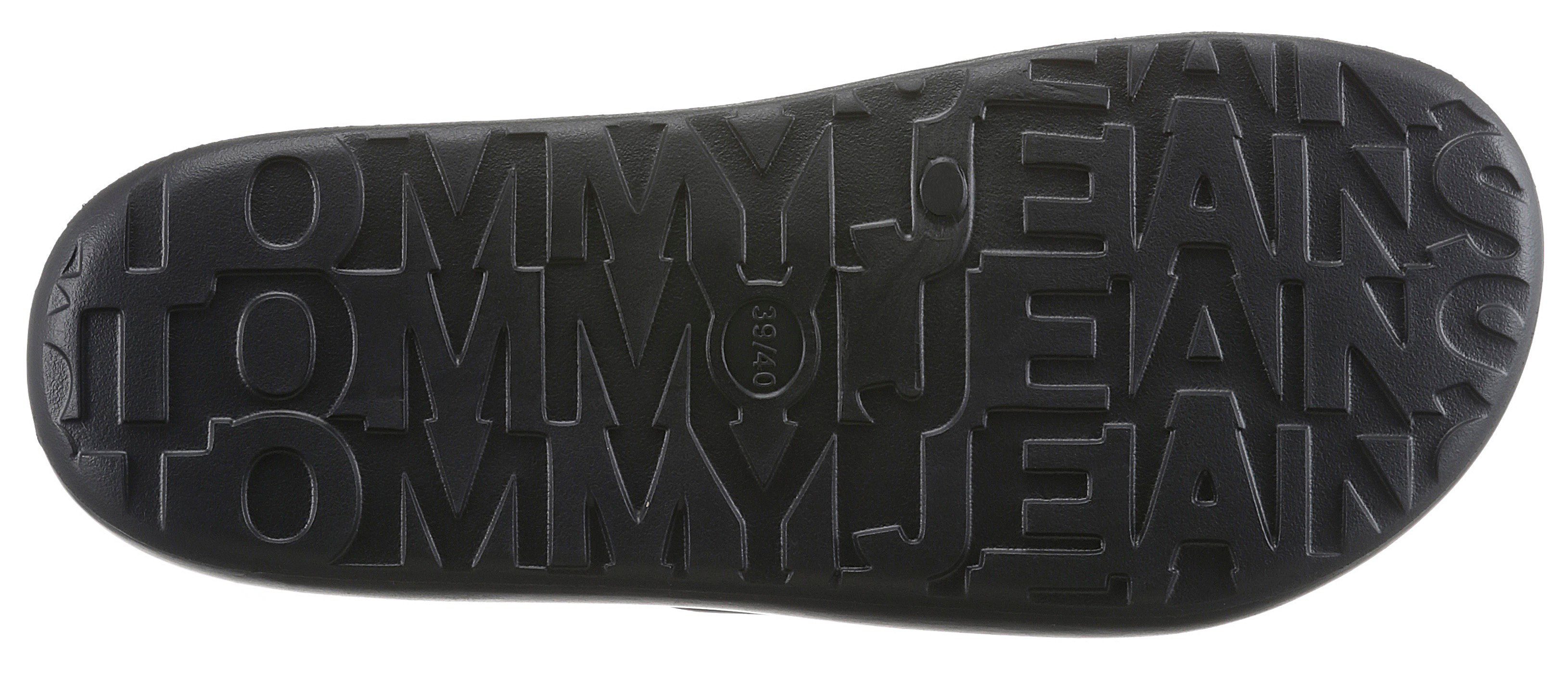 schwarz Tommy Logoschriftzug POOL CHUNKY Bandage mit auf der Pantolette TJW Jeans FLATFORM SLIDE