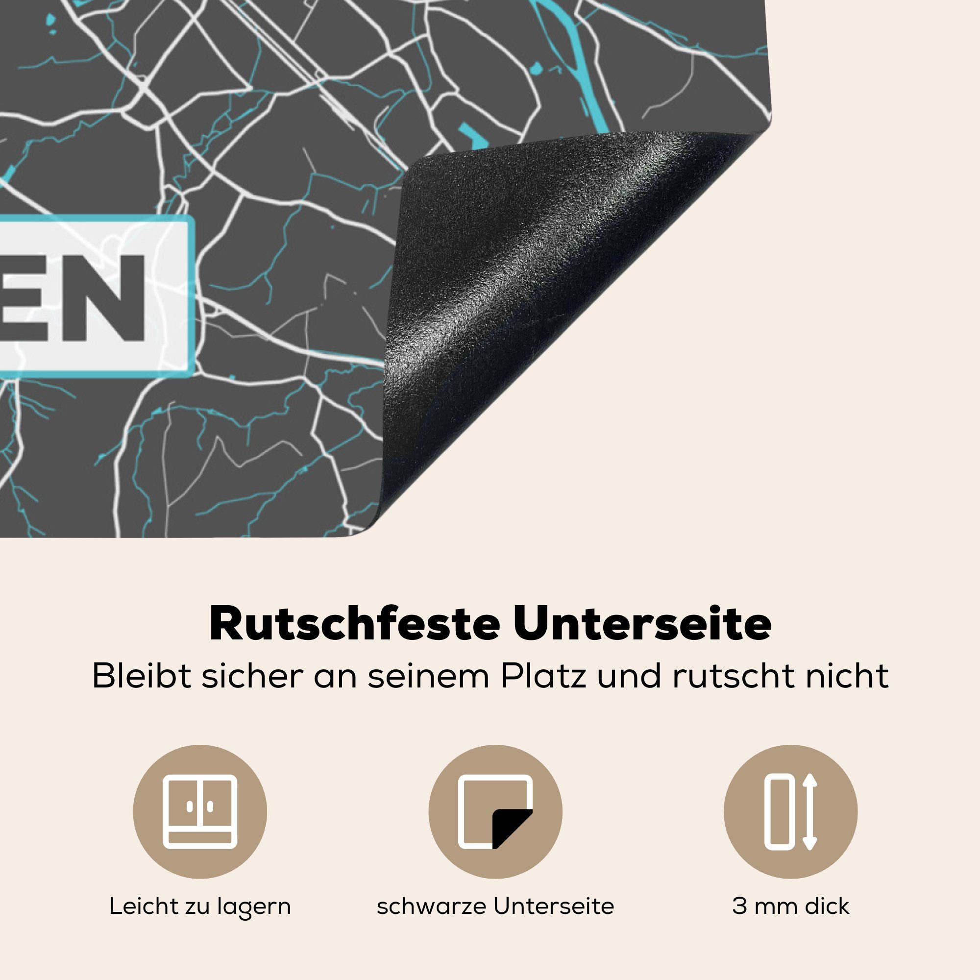- - (1 MuchoWow Dresden küche - Deutschland Karte, Blau - Ceranfeldabdeckung, Arbeitsplatte Herdblende-/Abdeckplatte 78x78 Vinyl, Stadtplan für tlg), cm,