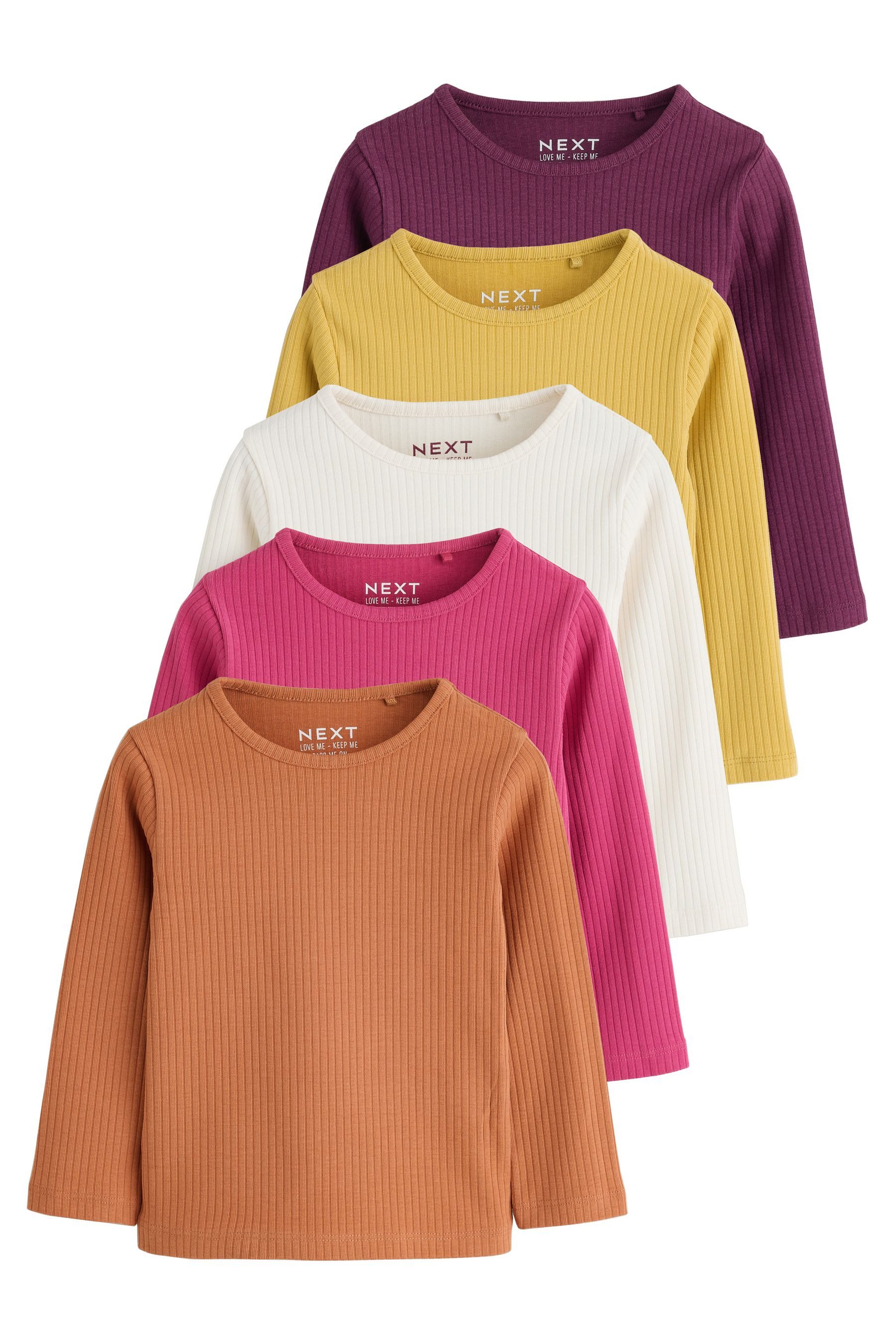 Next Langarmshirt 5er-Pack gerippte Langarmoberteile (5-tlg)