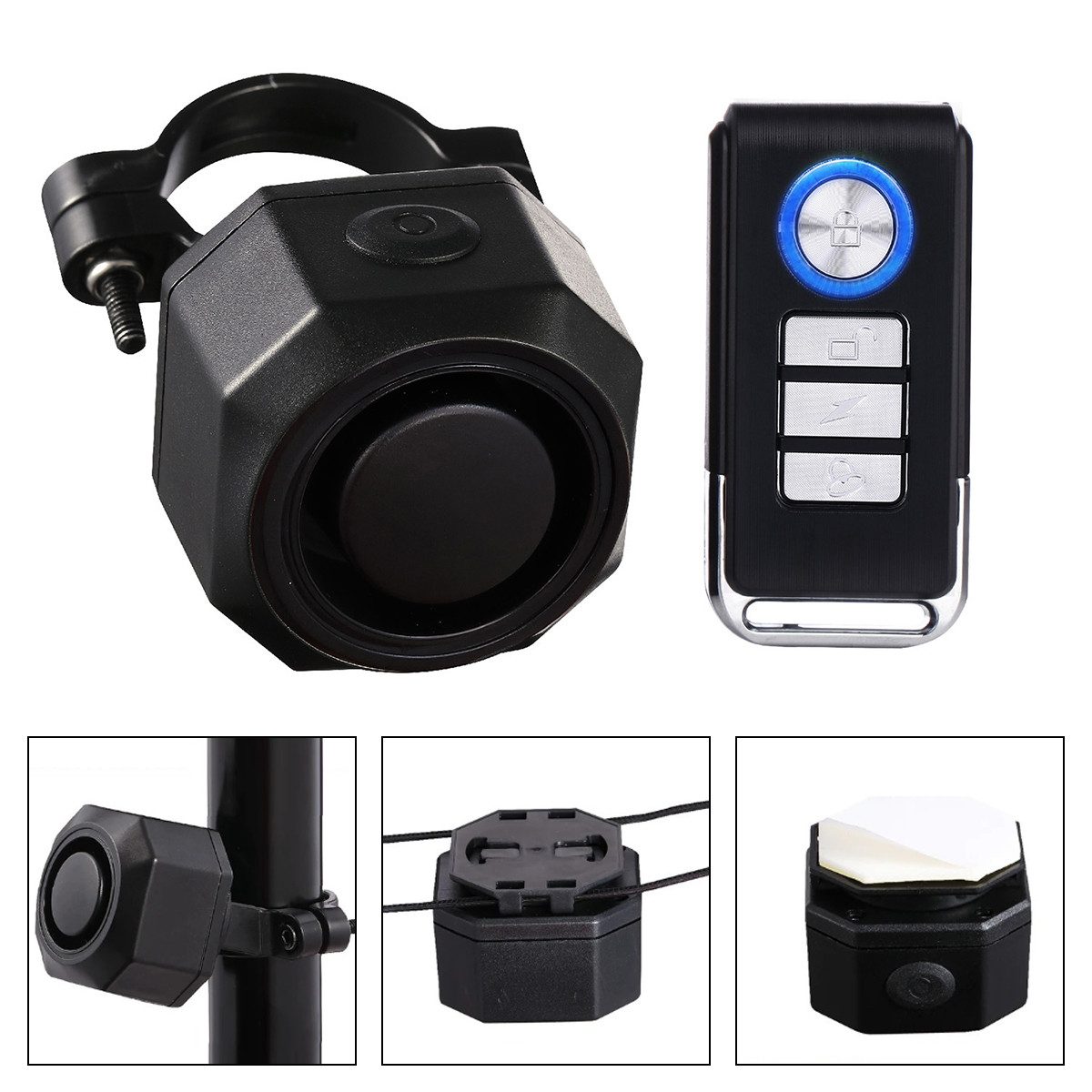 DOPWii Diebstahlwarnanlage, 110 dB, 7-stufige Empfindlichkeitseinstellung, Fahrrad-Alarmanlage (geeignet für Elektrofahrzeuge, Fahrräder und Motorräder)