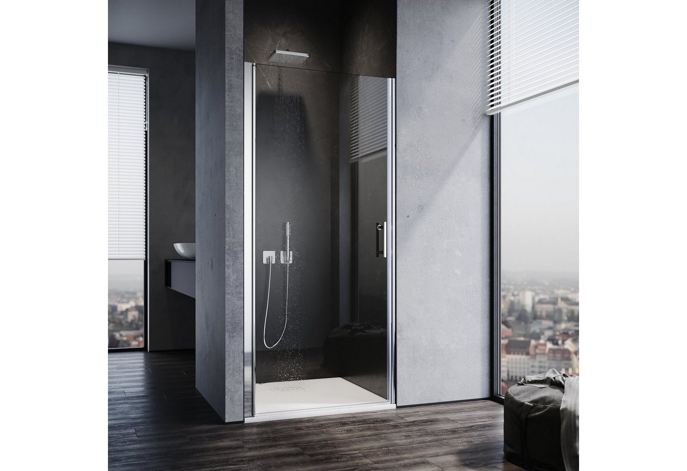 Thumbnail - SONNI Dusch-Pendeltür Nischentür, Höhe: 195, Pendeltür Dusche, Breite: 70 / 80 / 86 / 90cm, 70x195 cm, mit NANO Beschich...