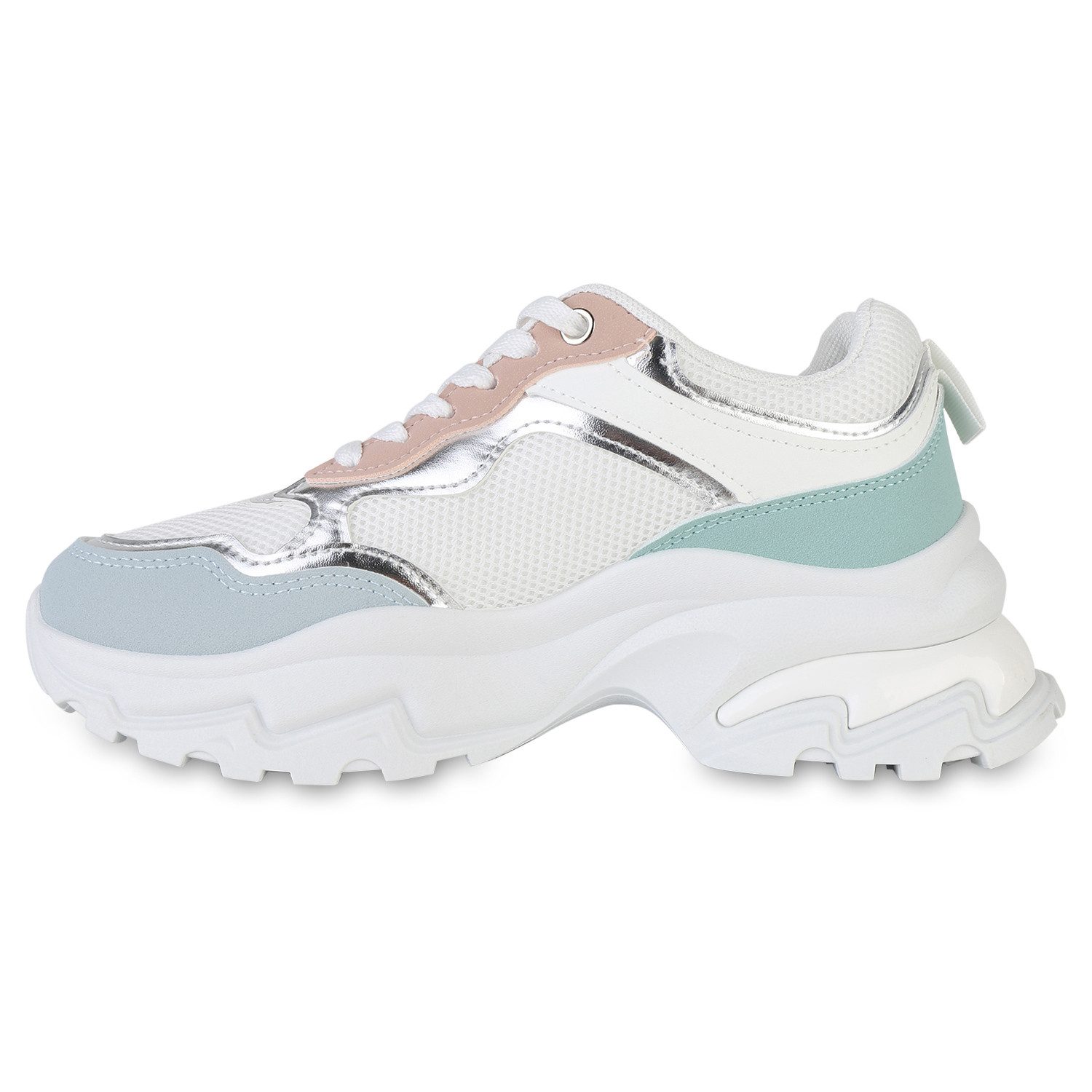 VAN HILL 841536 Plateausneaker Damen Plateau Sneaker Schnürer Metallic Prof günstig online kaufen