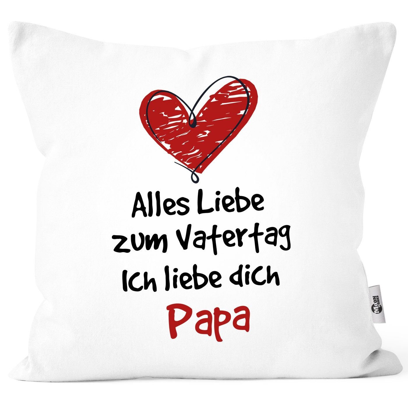 MoonWorks Dekokissen Kissen-Bezug Spruch Alles Liebe zum Vatertag Geschenk Papa Vatertagsgeschenk Deko-Kissen MoonWorks® weiß