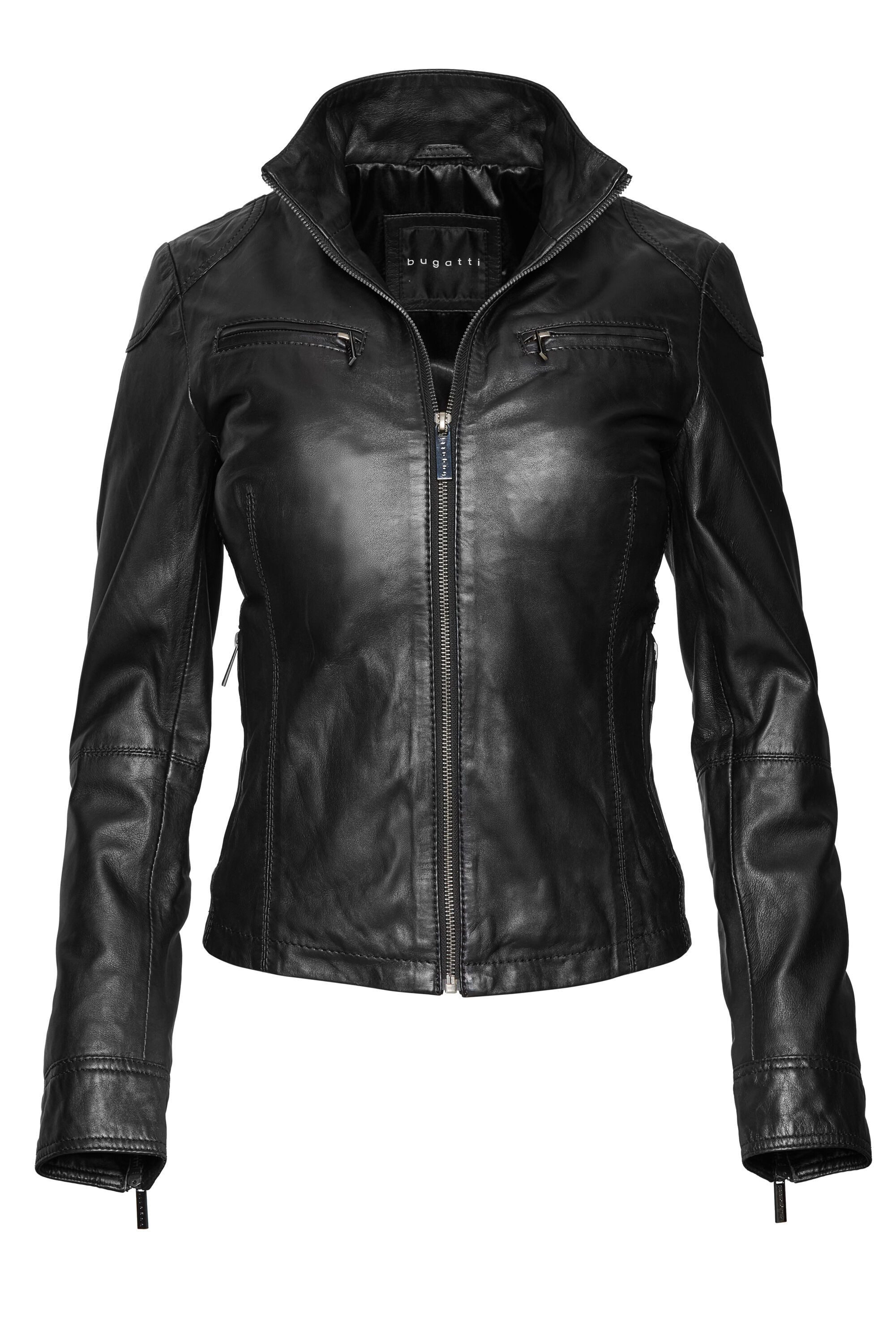 bugatti Lederjacke (1-St) Taillierter Schnitt