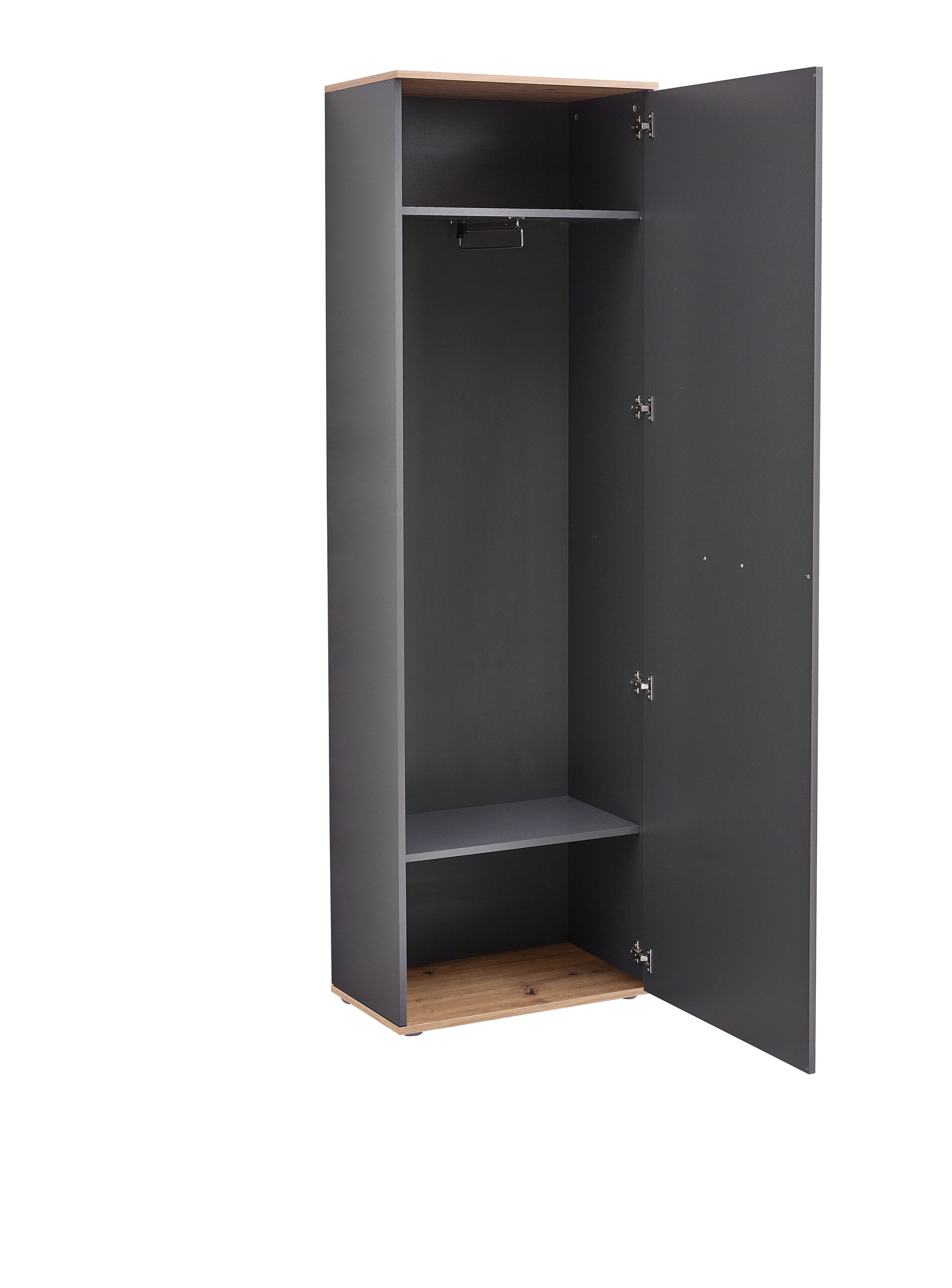 Bega Consult Garderobenschrank in Anthrazit / Artisan Eiche Dekor - 60x199x38 (BxHxT)