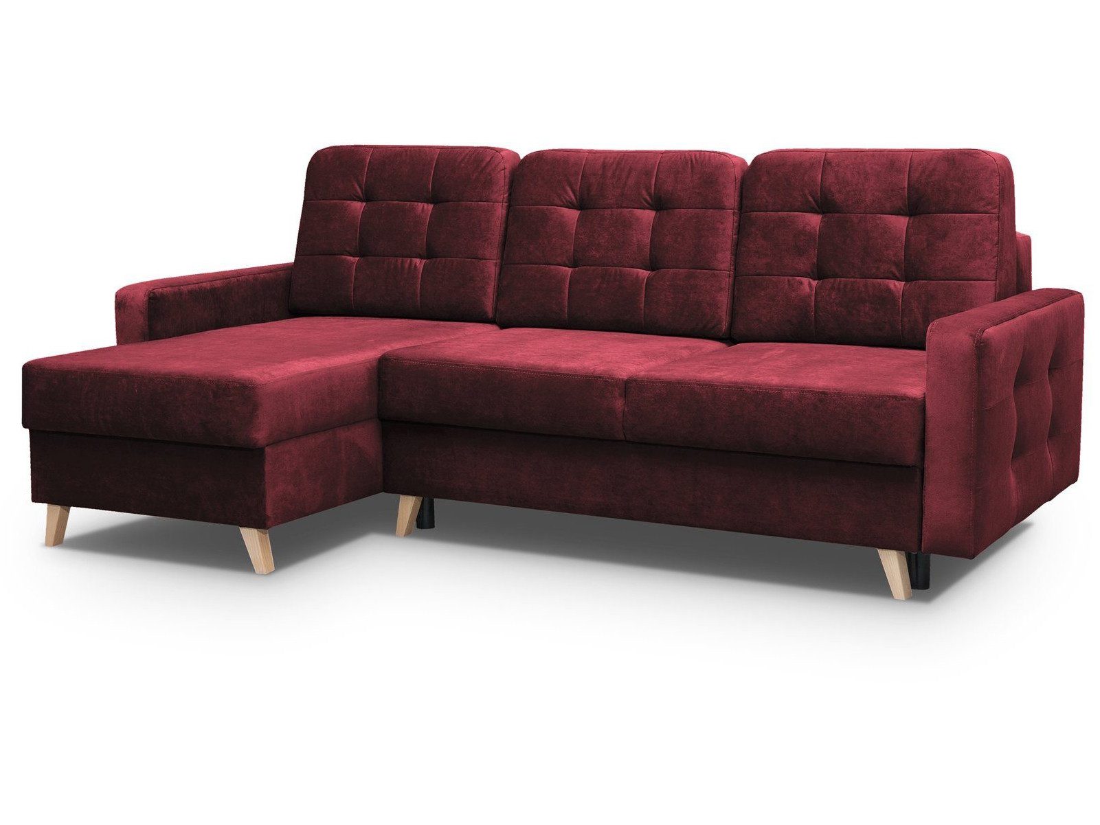 Beautysofa Ecksofa VINCI mit Schlaffunktion, Skandinavisches Schlafsofa mit Bettkasten, Liegefläche 146x206 cm