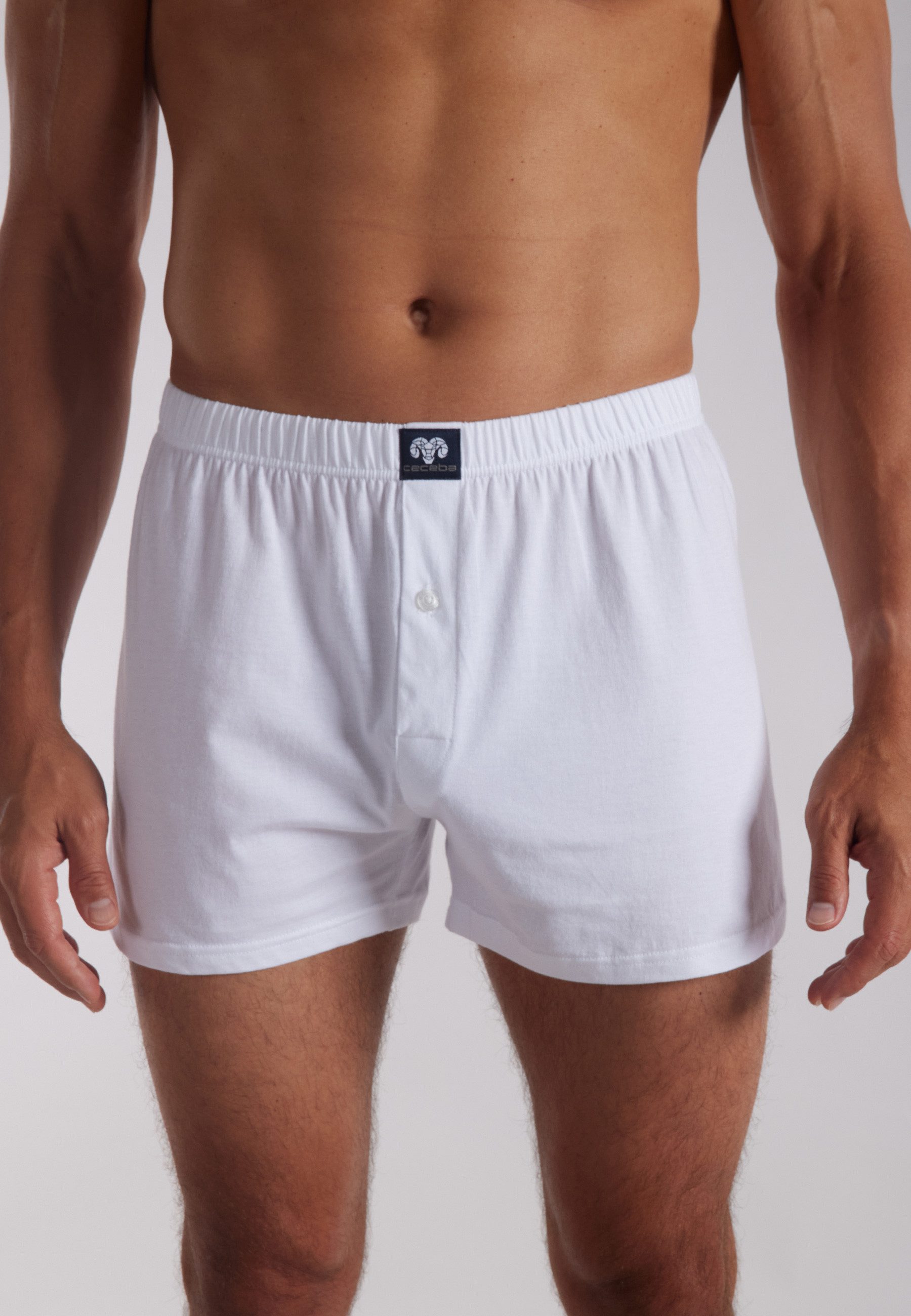 CECEBA Boxershorts CECEBA Herren Boxershort weiß uni 2er Pack (2-St)