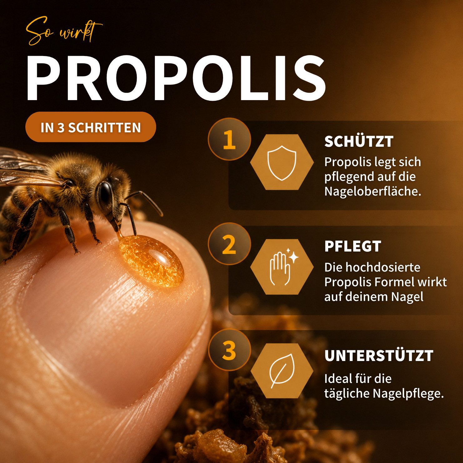 bedrop Nagelpflegeserum Nagelpflege mit hochdosiertem Propolis & 4 ätherischen Ölen, Zur Unterstützung bei Nagelpilz und Nagelpflege – Bild 3 von 5
