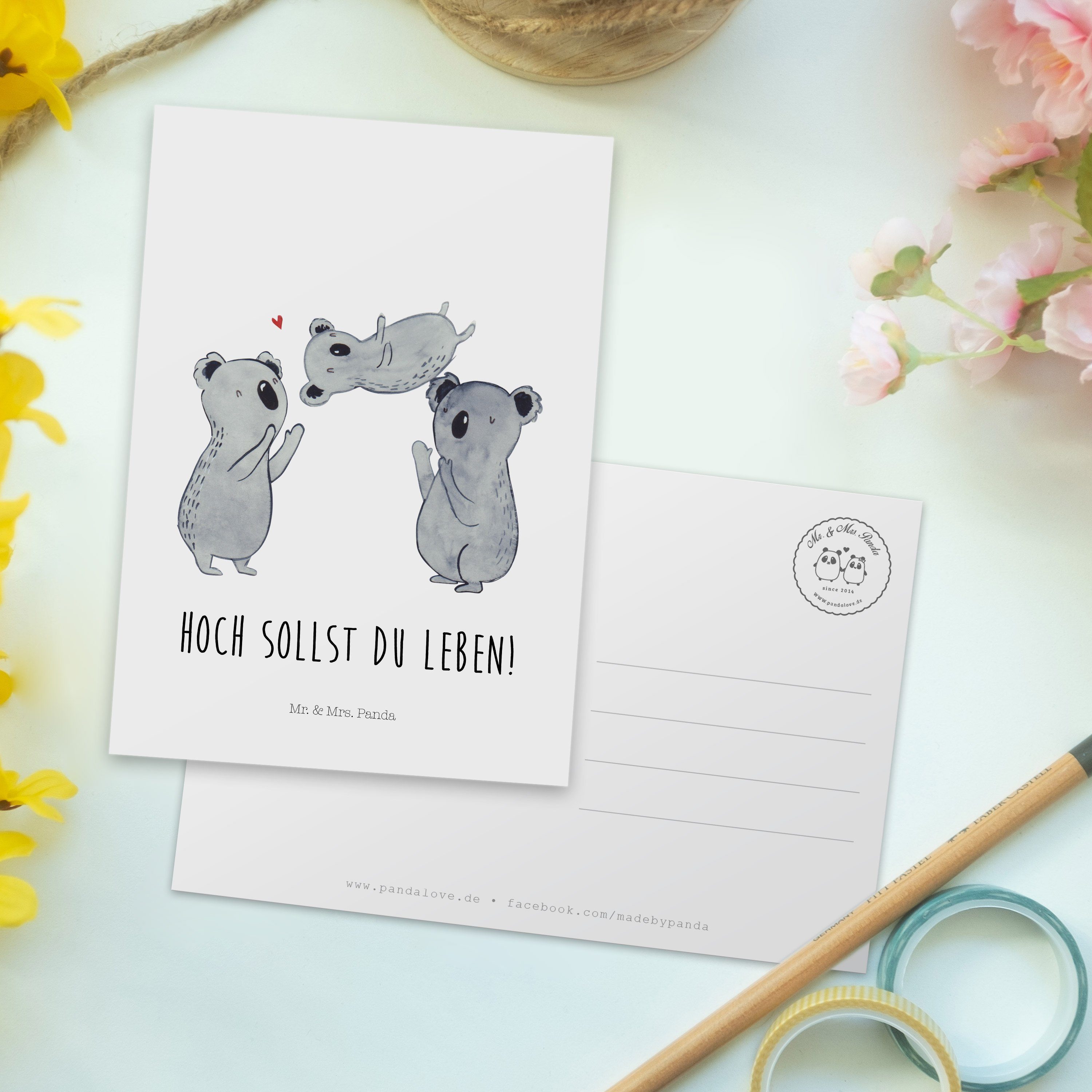 Postkarte - - Liebe, Einla Panda Mr. Geburtstag, Mrs. Koala Feiern & Sich Weiß Koalas, Geschenk,