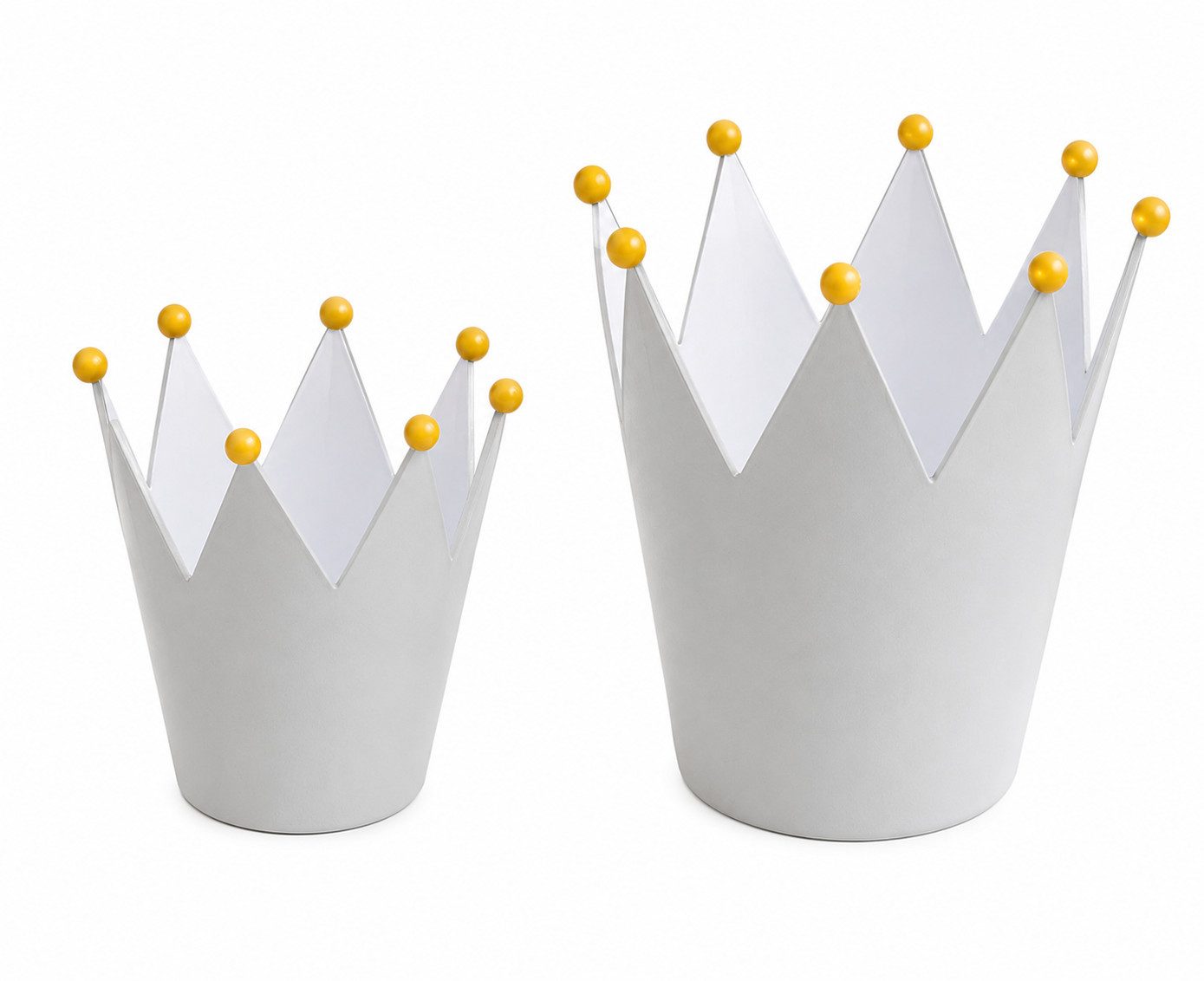 finehomegarden Übertopf Metall-Krone 2er Set Weiß/Gold 11,5 & 14,5 cm Dekorative Deko-Kronen (Set, 2 St., 2er-Set), Vintage-Look für Tisch, Regal und Wohnaccessoires