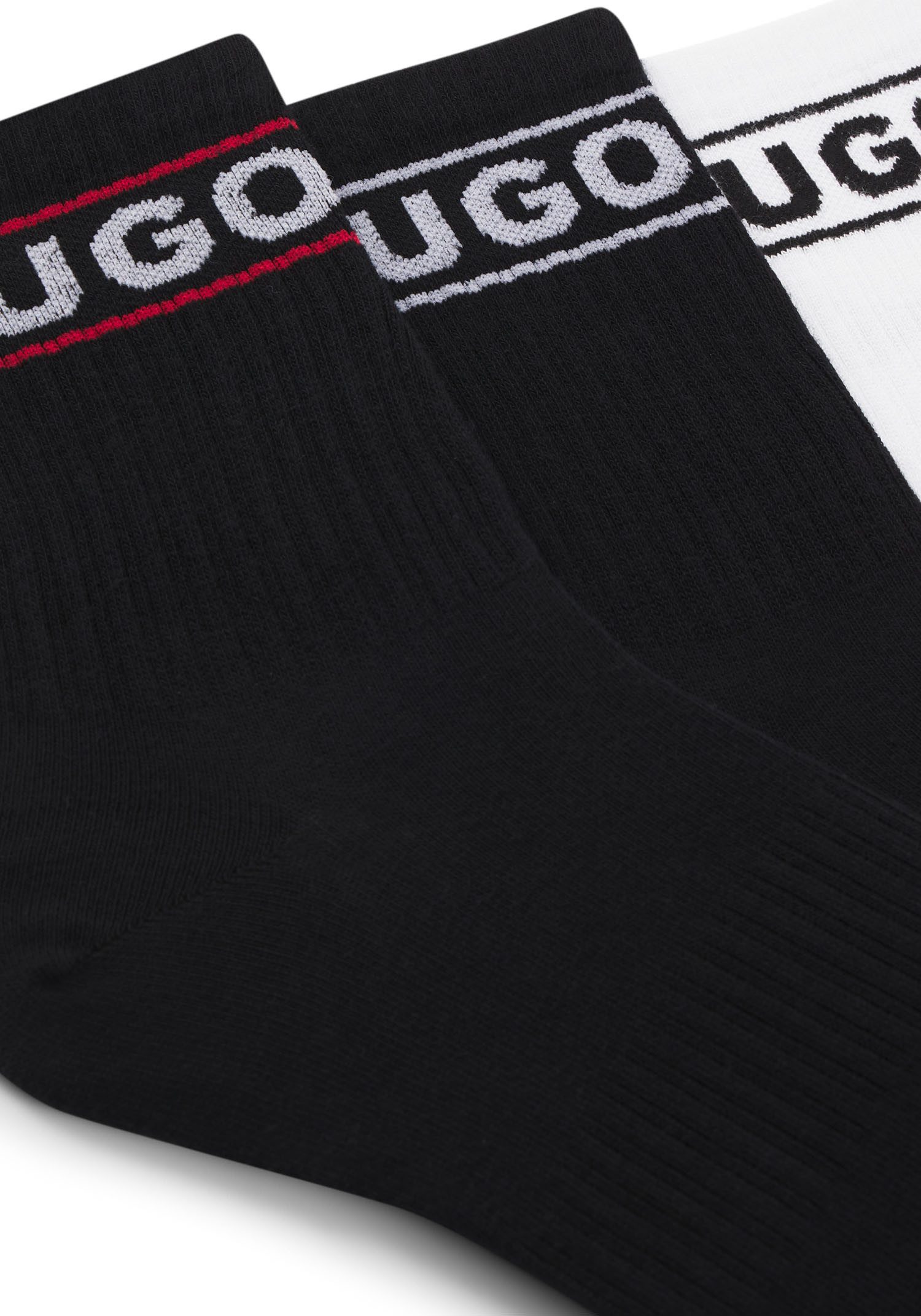 HUGO Freizeitsocken 3P QSRIB SPORTY CC W (Packung, 3-Paar, 3er) mit kontrastfarbenem Logodetail