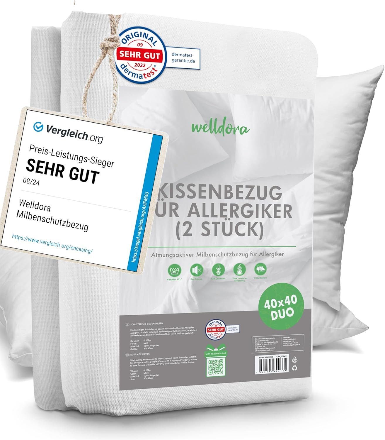 Welldora Kissenbezug für Allergiker, Milbenbezug Kissen, fachärztlich getes günstig online kaufen