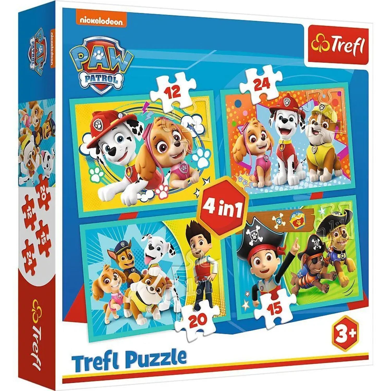 Trefl Puzzle 4 in 1 Puzzle - Paw Patrol (Kinderpuzzle), 19 Puzzleteile