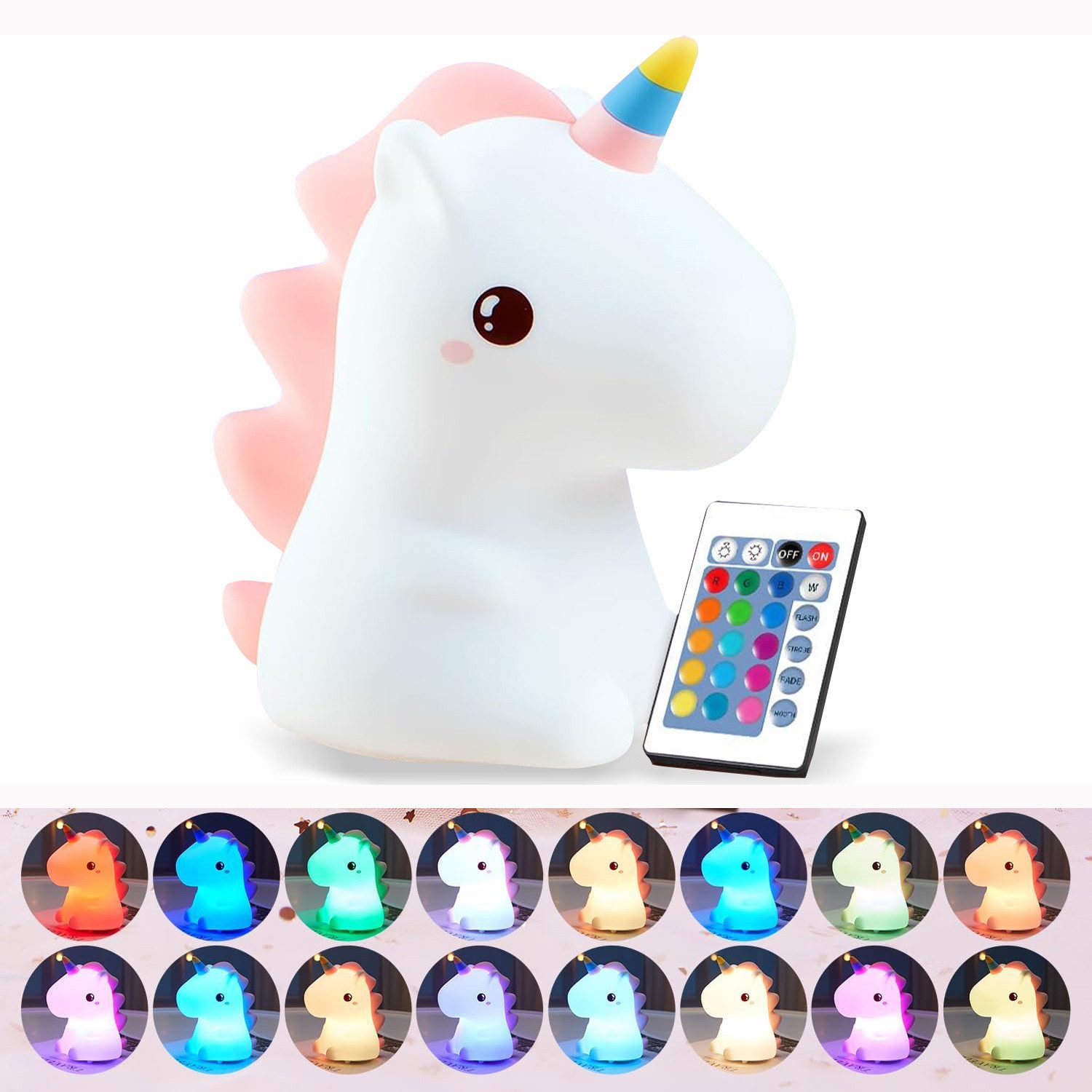 poweradd pro LED Nachtlicht Tier Nachtlicht, Nachtlicht süße Tiere Silikon, 16 Farben & 5 Helligkeiten, USB Wiederaufladbar, Baby Tischlampe für Kinderzimmer Babyzimmer Deko