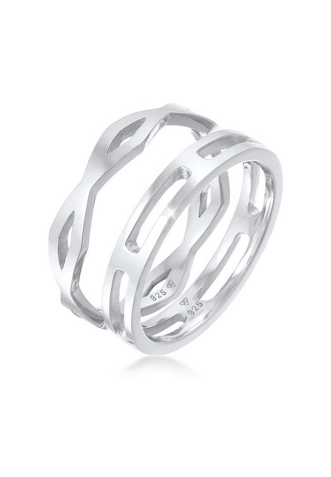 Elli Ring-Set Stapelringe Stacking Bandring 2er Set 925 Silber, Das ideale  Geschenk für die Frau oder Freundin