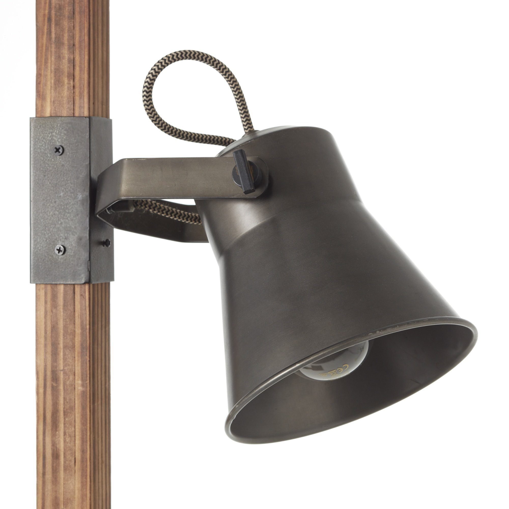 Stehlampe, Köpfe 1,54m Standleuchte, Lightbox Metall/Holz Höhe, ohne rustikale schwenkbar, Leuchtmittel,
