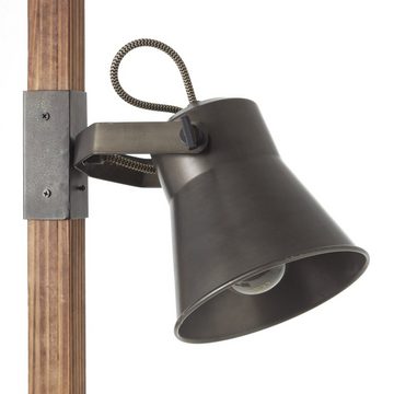 Lightbox Stehlampe, ohne Leuchtmittel, rustikale Standleuchte, 1,54m Höhe, Köpfe schwenkbar, Metall/Holz