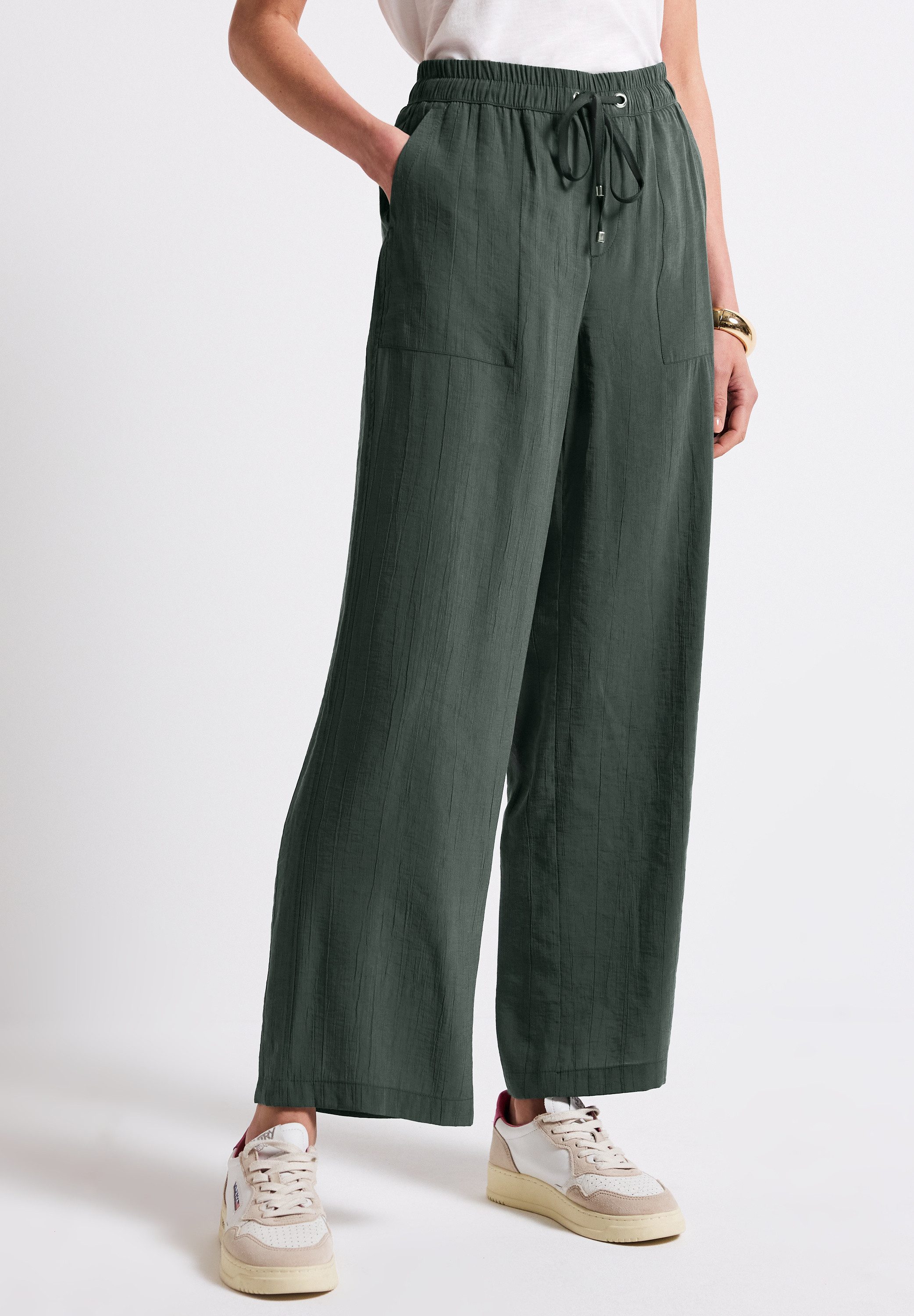 STREET ONE Stoffhose mit Crinkle-Struktur, Wide günstig online kaufen