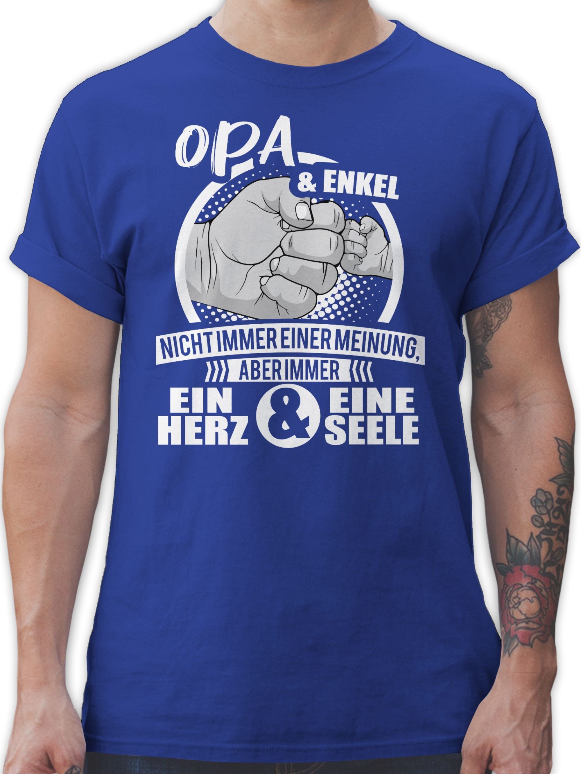 Shirtracer T-Shirt Opa ein & Opa Immer Seele Herz eine Enkel & 3 Geschenke Royalblau