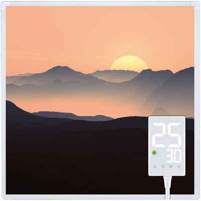 Heidenfeld Infrarotheizung Elektroheizung HF-HP105 Sonnenaufgang mit Thermostat, 300 - 1000 W, Infrarot Wand Bild Heizung Heizkörper - 10 J. Garantie - 28 Programme