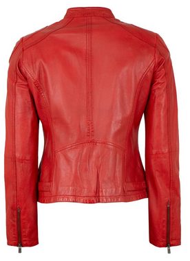 Jilani Lederjacke Imala#KJ Jilani - Damen Echtleder Lederjacke Lammnappa rot