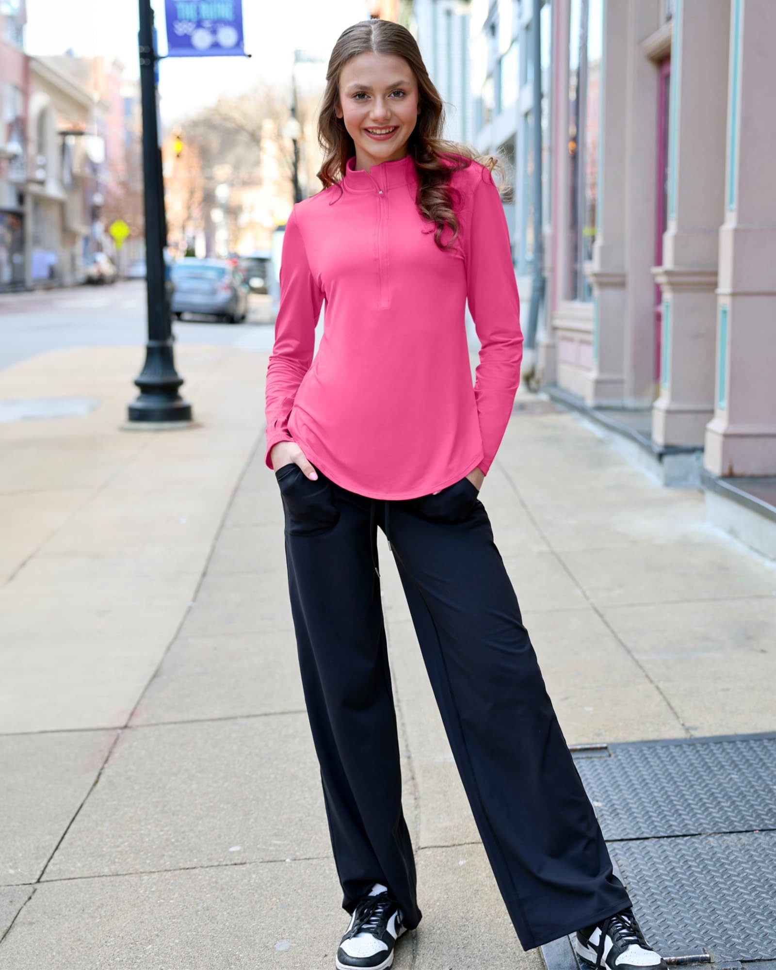 G4Free Trainingsshirt Damen Langarmshirts Sonnenschutz mit halber Reißversc günstig online kaufen