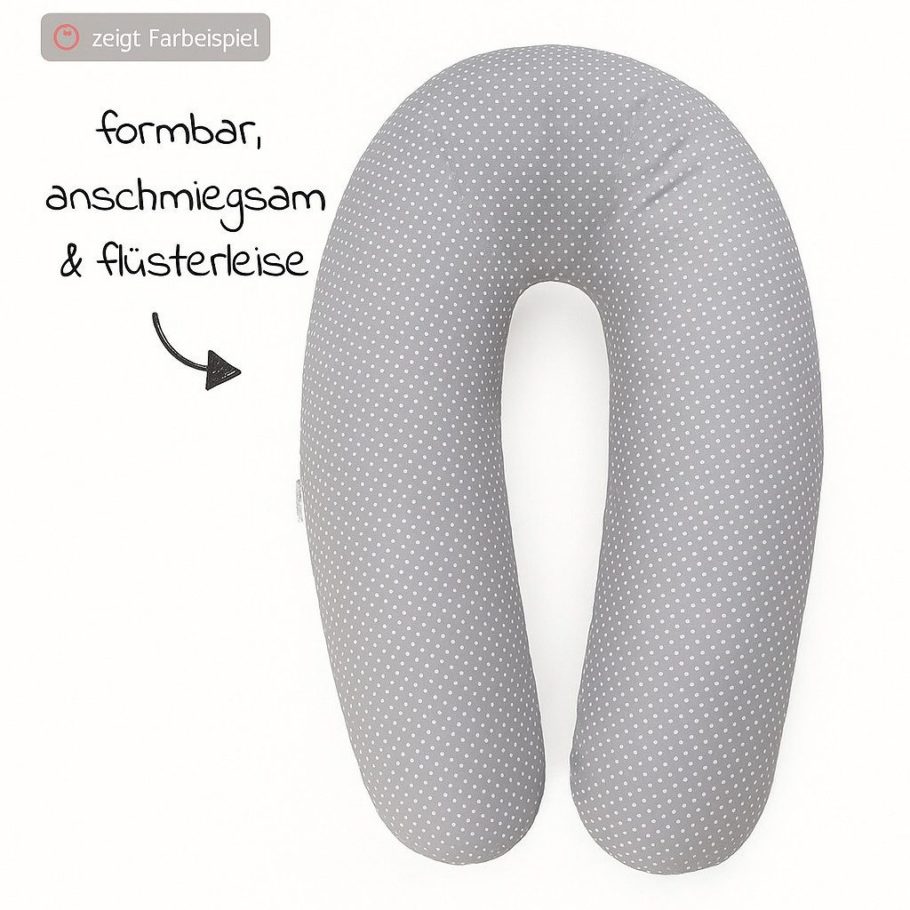 Theraline Stillkissen Dodo Mikroperlen-Füllung - Sternchen - Grau, Lagerungskissen Schwangerschaftskissen inkl. Bezug 170 cm