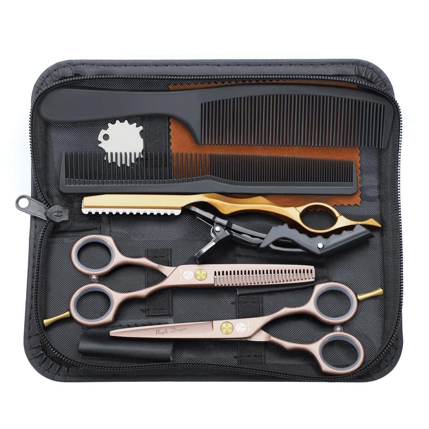 LuxusKollektion Scheren-Set Haarschere Effilierschere Set 5.5 Zoll Roségold