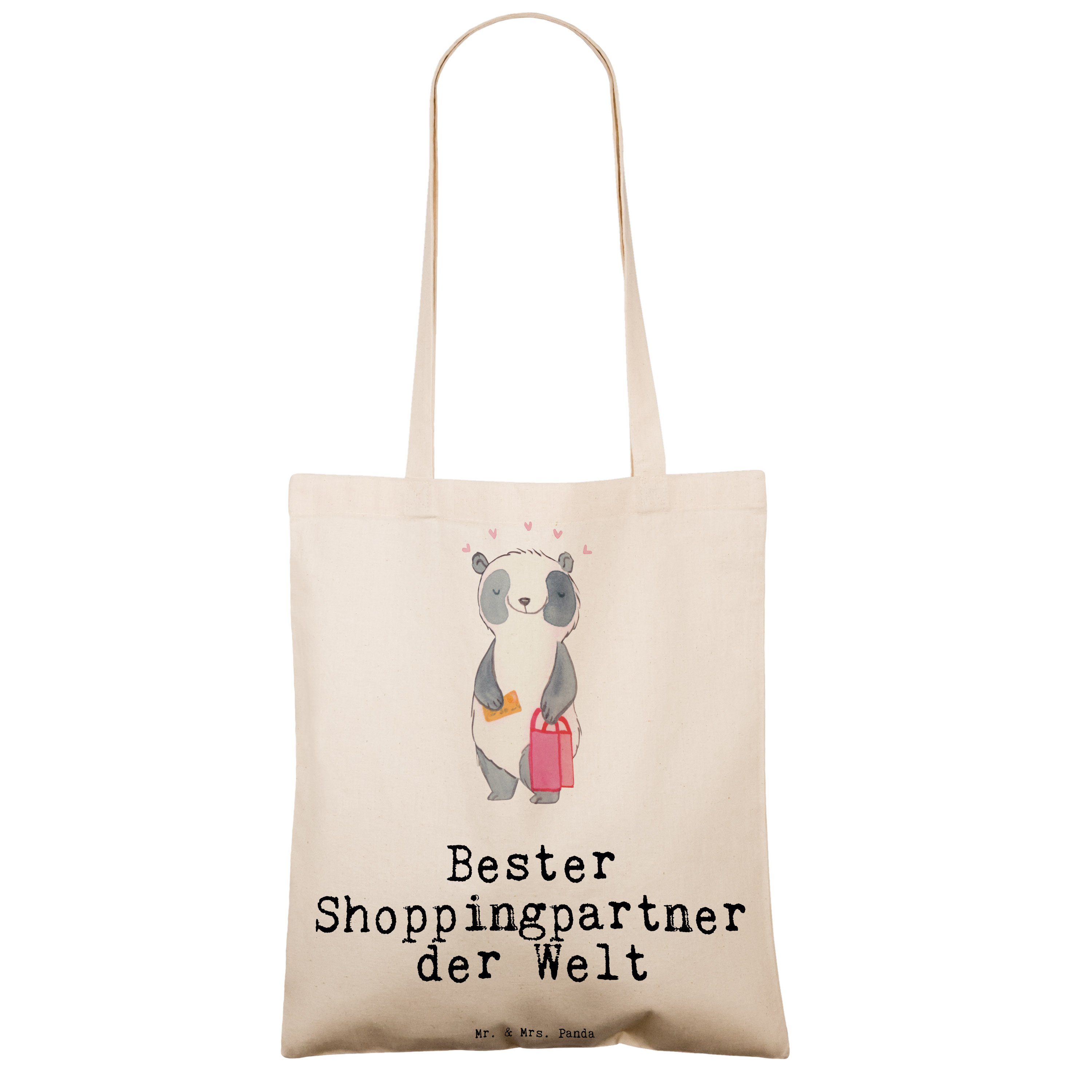Tragetasche - Transparent Geschenk, Panda Einka Mrs. Welt der - Shoppingpartner & (1-tlg) Panda Bester Mr.