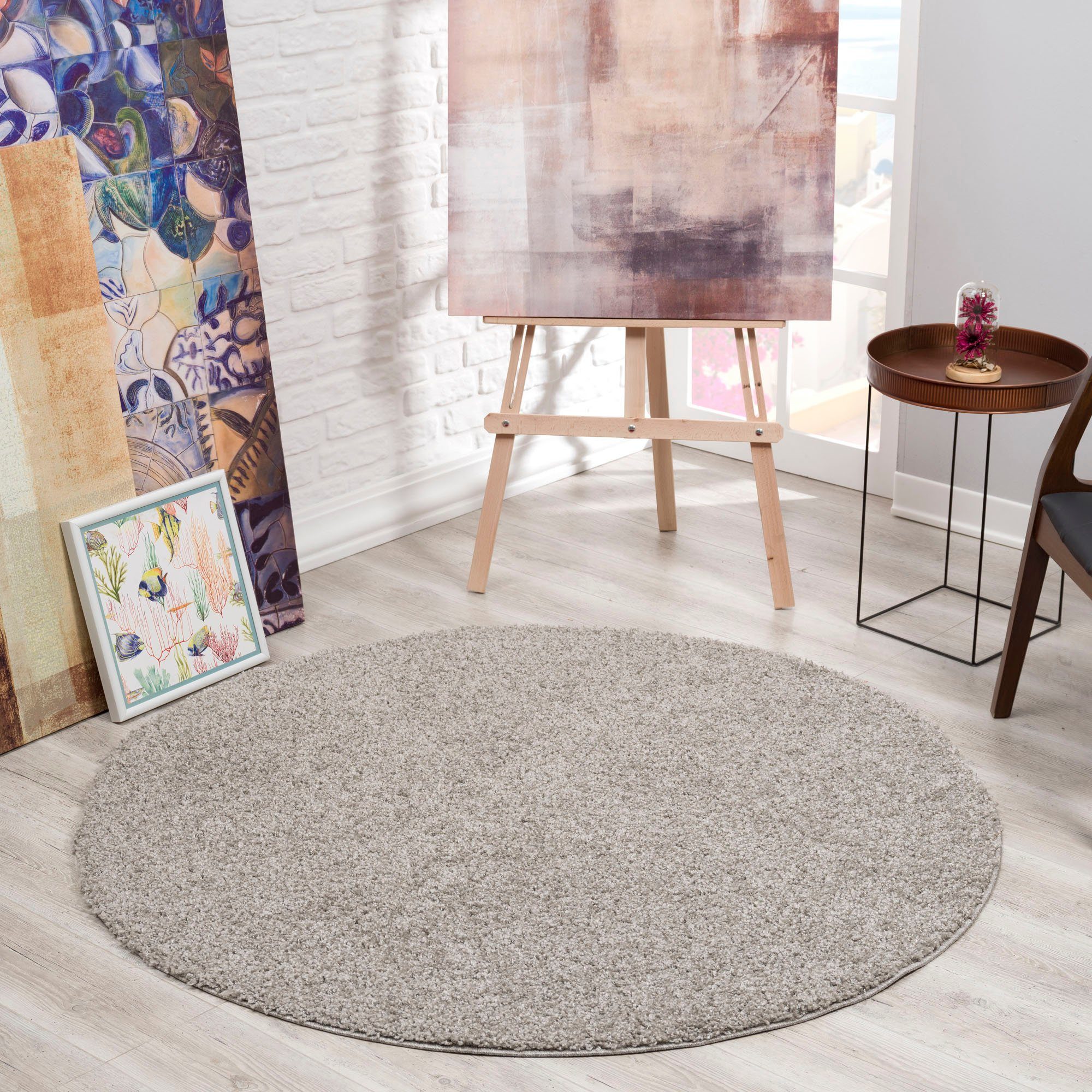 Hochflor-Teppich LOCA, Sanat, rund, Höhe: 30 mm, Wohnzimmer, Langflor, Shaggy, Schlafzimmer