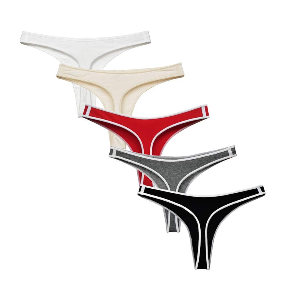 Bundviel G-String 5er Set Damen String Tangas Slip Unterwäsche Baumwolle Co günstig online kaufen