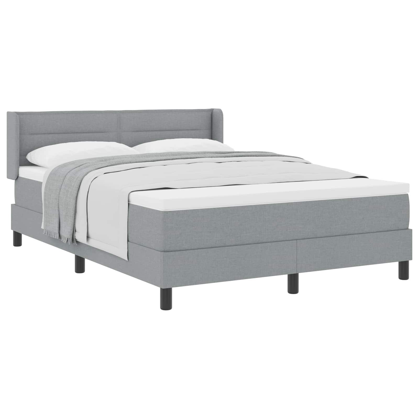 Bett Boxspringbett mit Kopfteil Hellgrau 190 x 140 cm Stoff