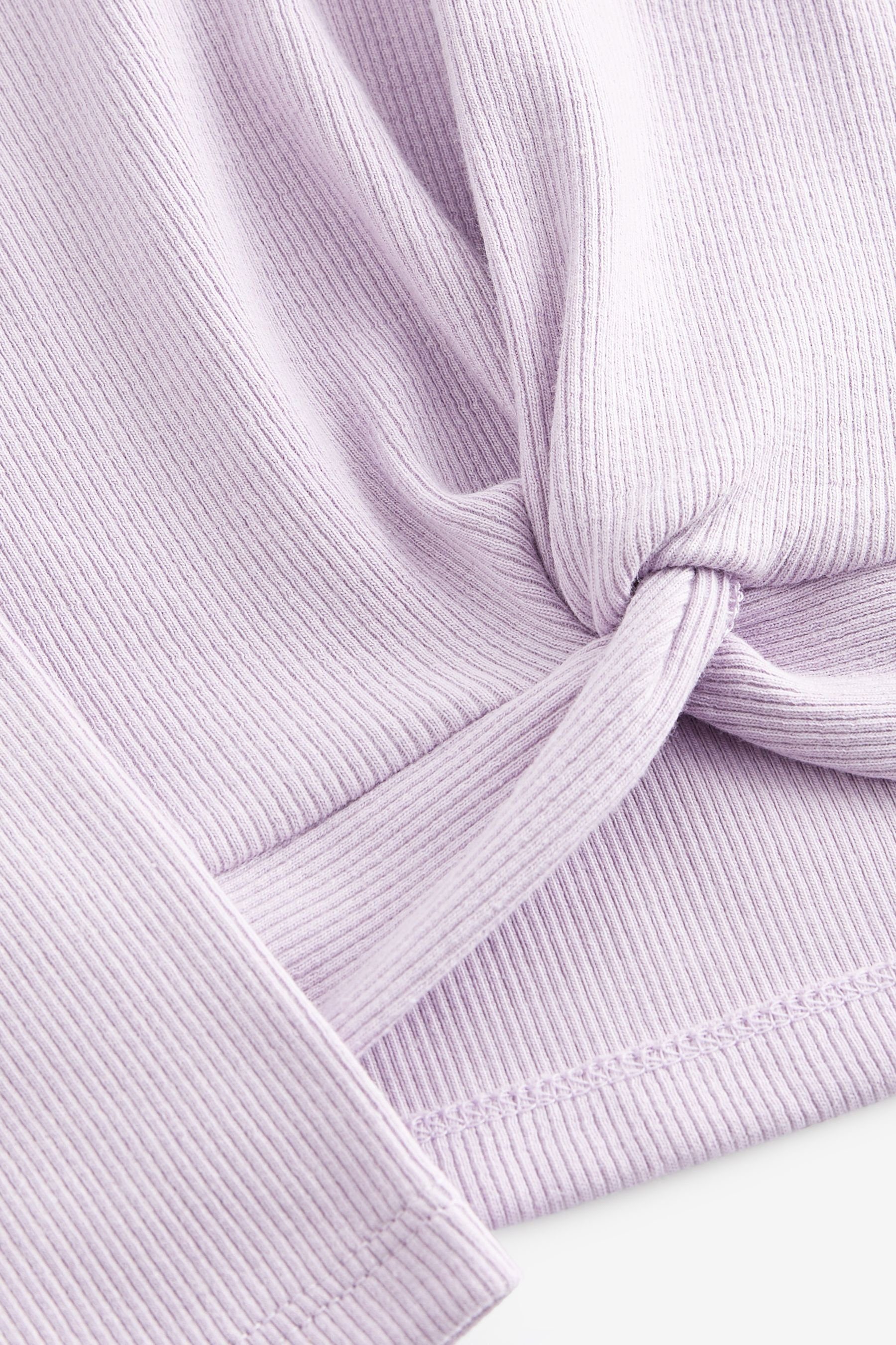 Langarmshirt Purple Next (1-tlg) mit Lilac Knotendetail Geripptes Langarmshirt