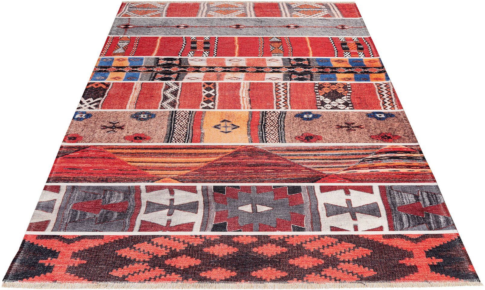 Obsession Teppich My Ethno 260, rechteckig, Höhe: 6 mm, recycelte Materialien, mit Fransen, waschbar, In- und Outdoor geeignet