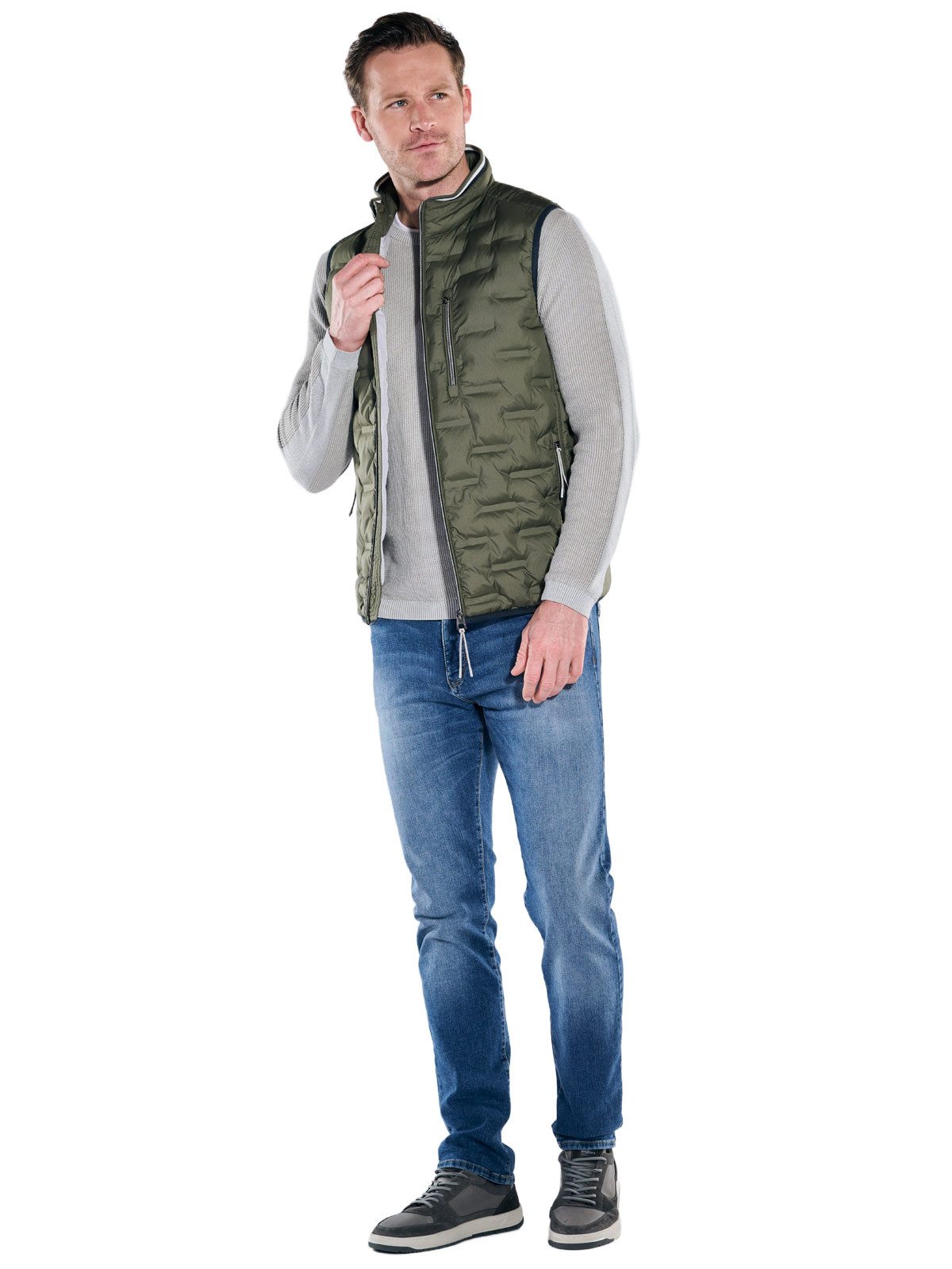 Engbers Kurzweste Herren Steppweste mit Stehkragen, Khaki