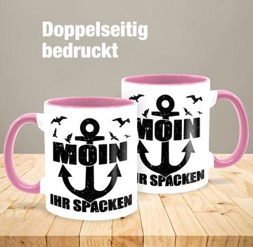 Shirtracer Tasse Moin ihr Spacken mit Anker - schwarz, Keramik, Statement