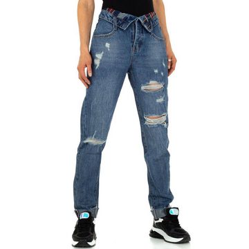 Ital-Design Relax-fit-Jeans Damen Freizeit Destroyed-Look Relaxed Fit Jeans in Blau