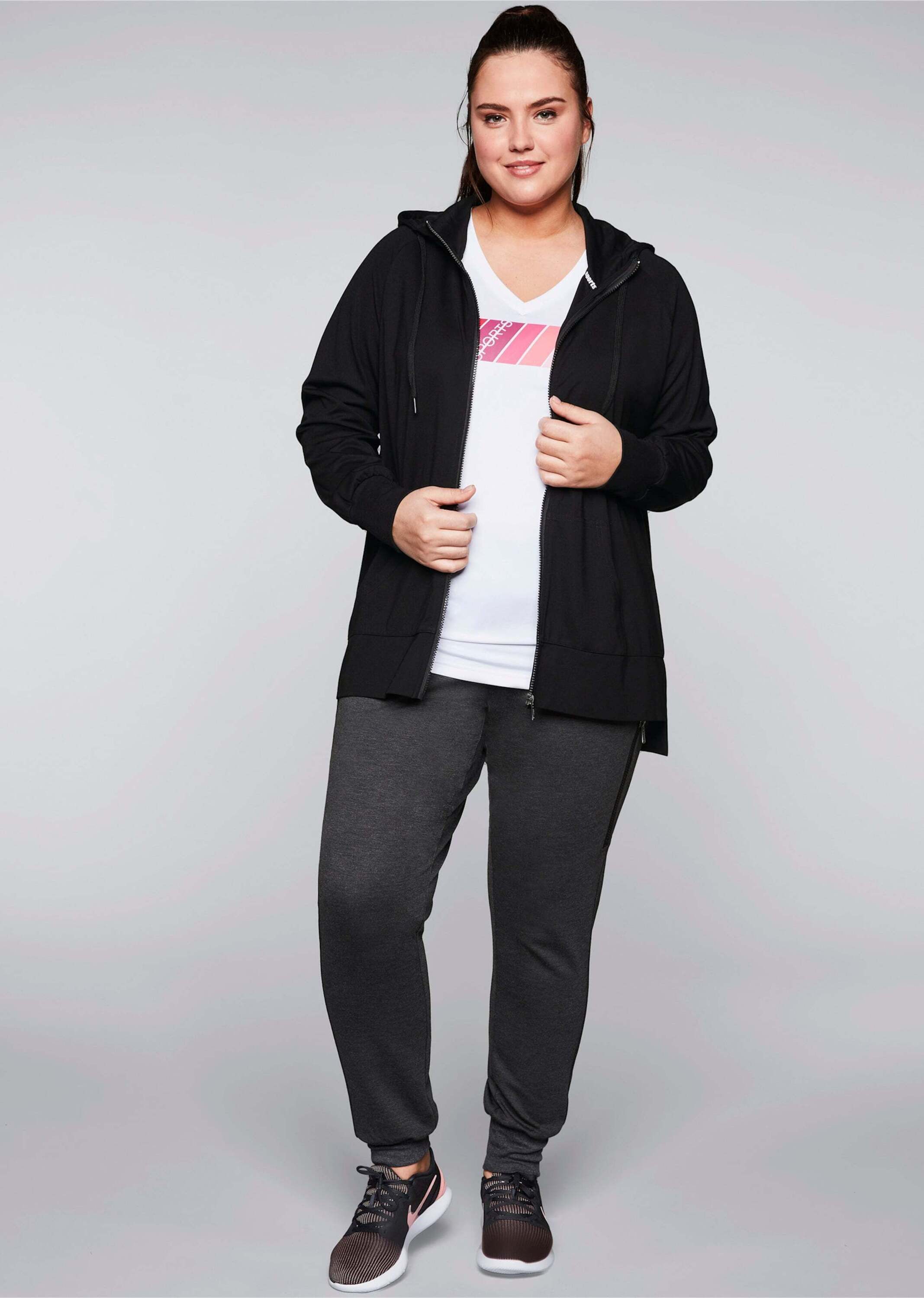 Sheego Trainingsshirt Sweatjacke Langarm günstig online kaufen