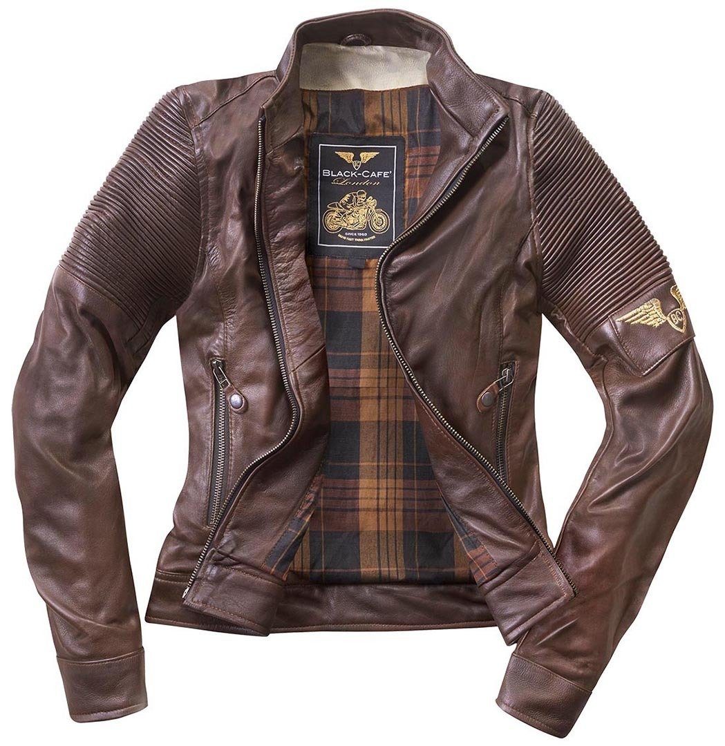 Motorradjacke Lederjacke Brown Damen Black-Cafe Amol Motorrad London