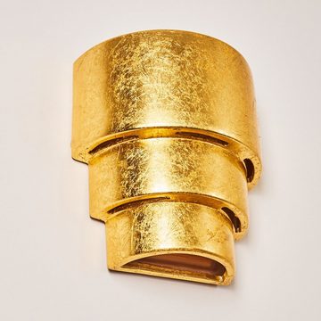 hofstein Wandleuchte »Bionde« Wandlampe aus Keramik in Gold,mit schönem Lichtkegel, ohne Leuchtmittel, 1xE27, Innenin Blattgold-Optik