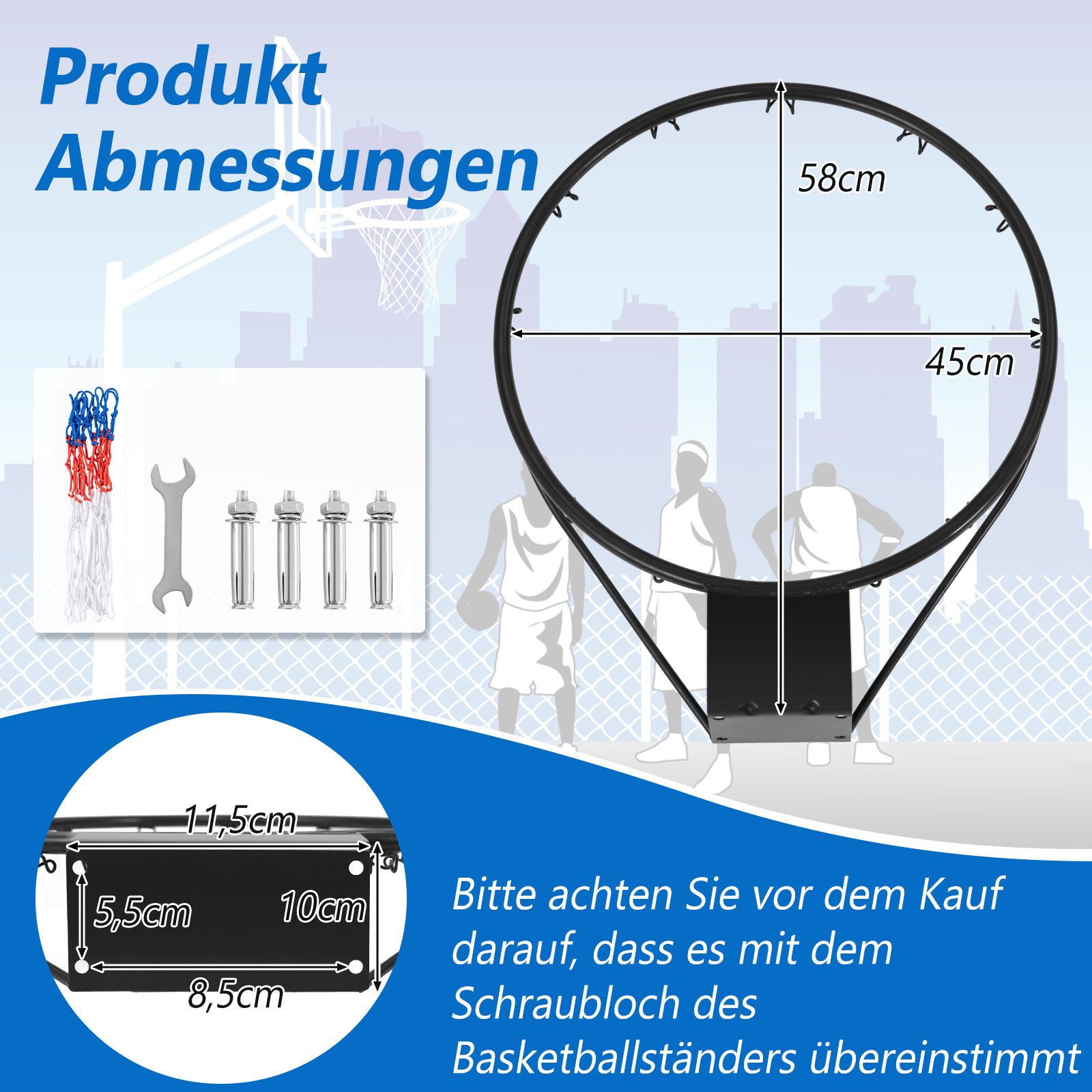 COSTWAY Basketballkorb, mit Netz, Tür-/Wandmontage, für Innen-und Außenbereich