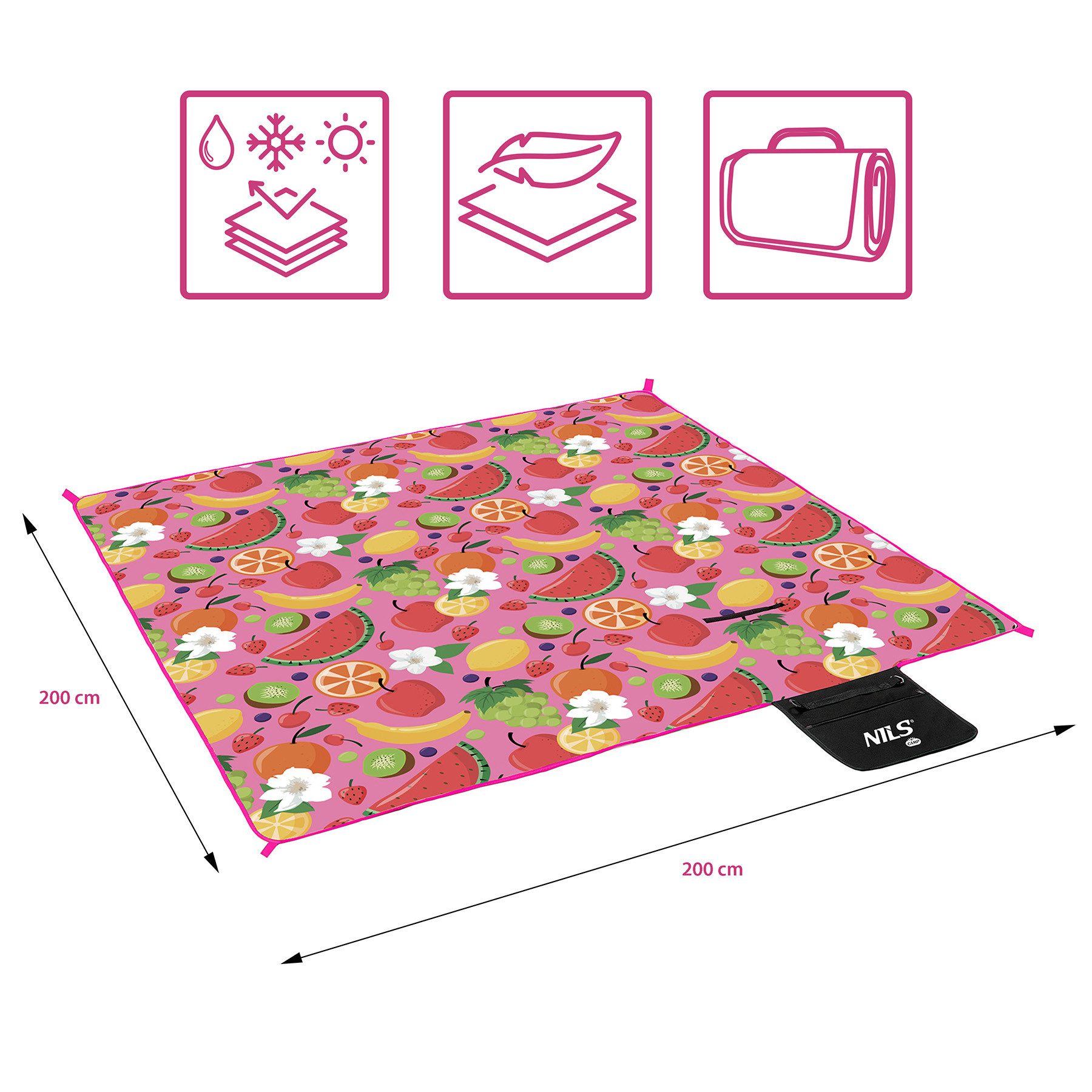 Picknickdecke Tutti Frutti 200x200cm Decke Outdoordecke günstig online kaufen