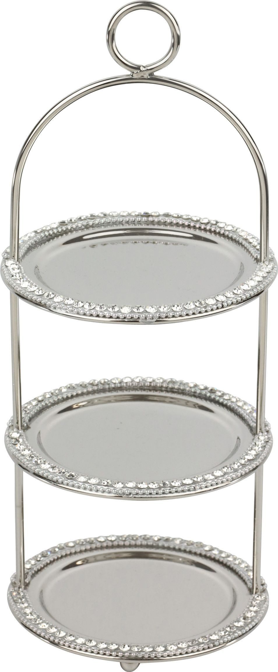 FURNARO Etagere CRISTALLO, Eisen vernickelt, Strass, dreistöckig aus vernickelten Stahl und Strass ca. 29cm