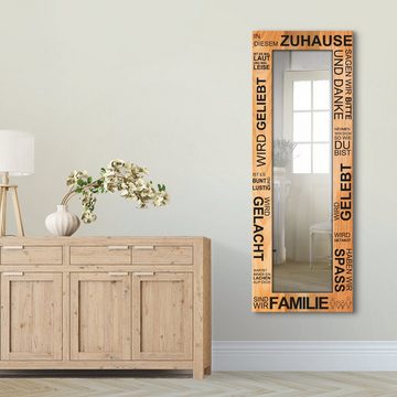 Artland Dekospiegel In diesem Zuhause - braun, gerahmter Ganzkörperspiegel, Wandspiegel, mit Motivrahmen, Landhaus