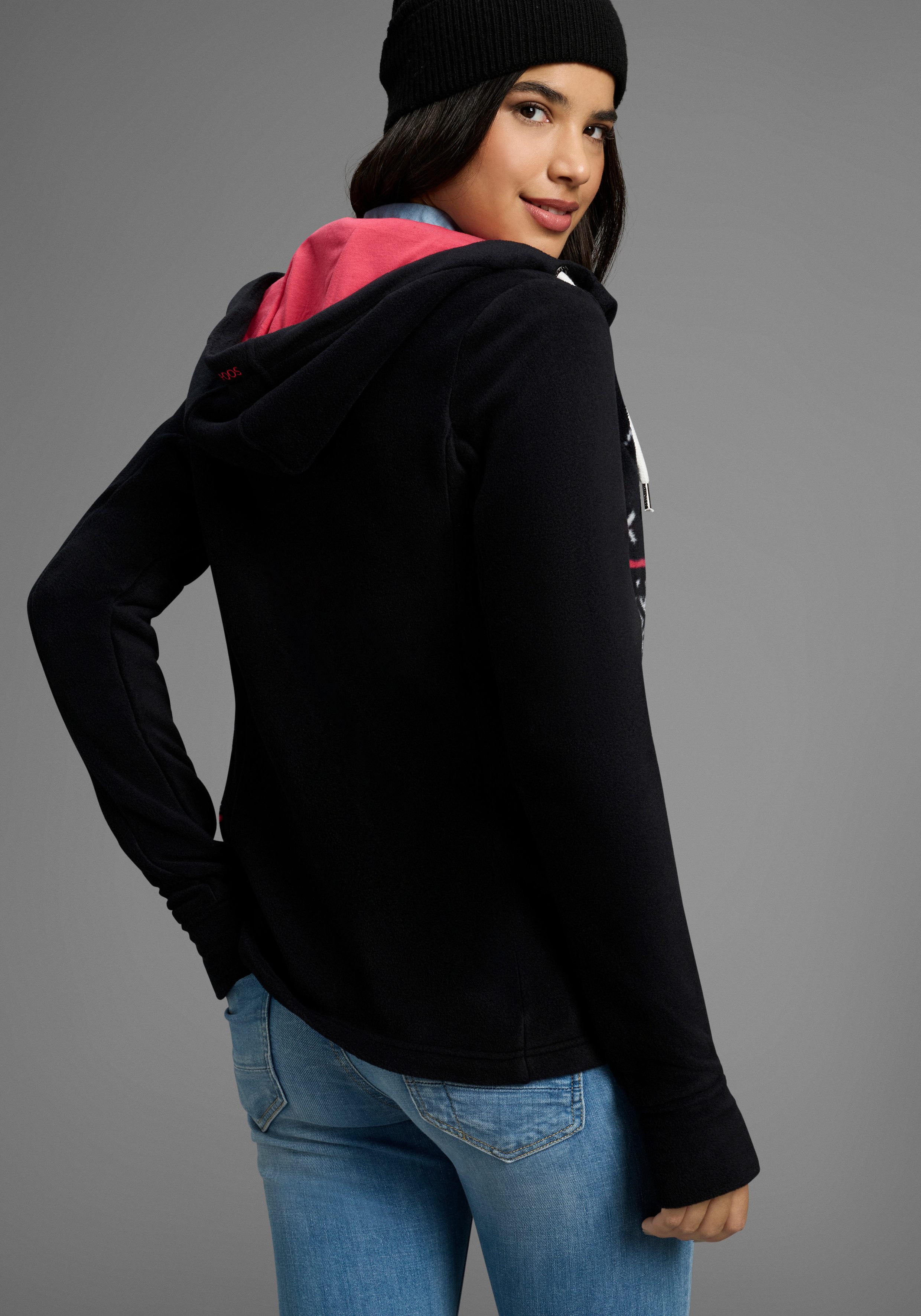 KangaROOS Fleecejacke mit Norweger Muster und Kapuze günstig online kaufen