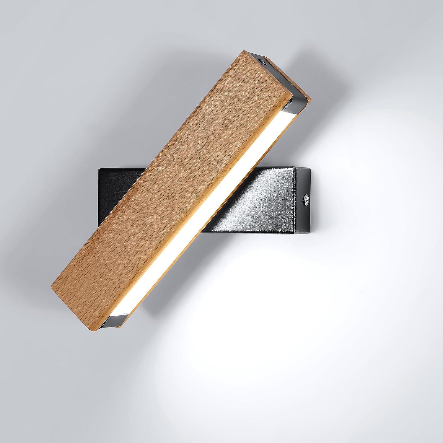 Goeco LED Wandleuchte Massivholz 360° drehbar, günstig online kaufen